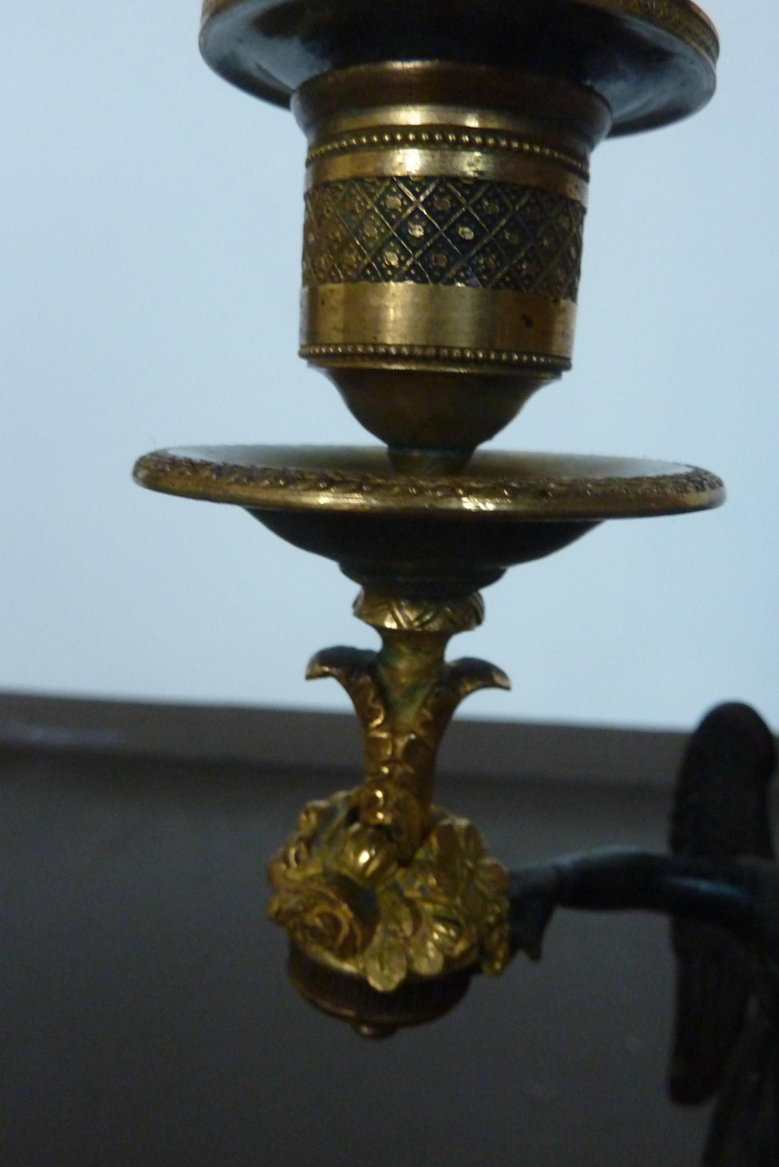 19th Century Empire Bronze Fire-Gilded Candlestick 2