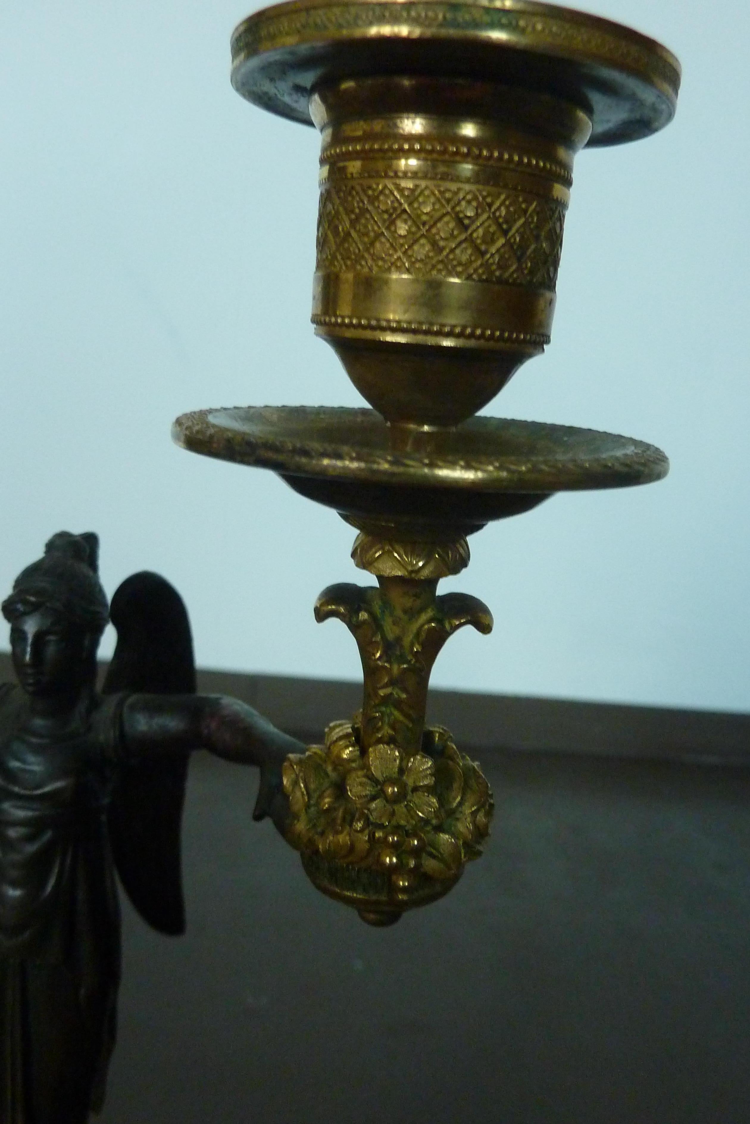 19th Century Empire Bronze Fire-Gilded Candlestick 3
