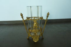 19th Century Empire Bronze Fire-Gilded Crystal Glass Vase