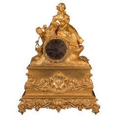 19th Century Empire Bronze Fire-Gilded Pendule