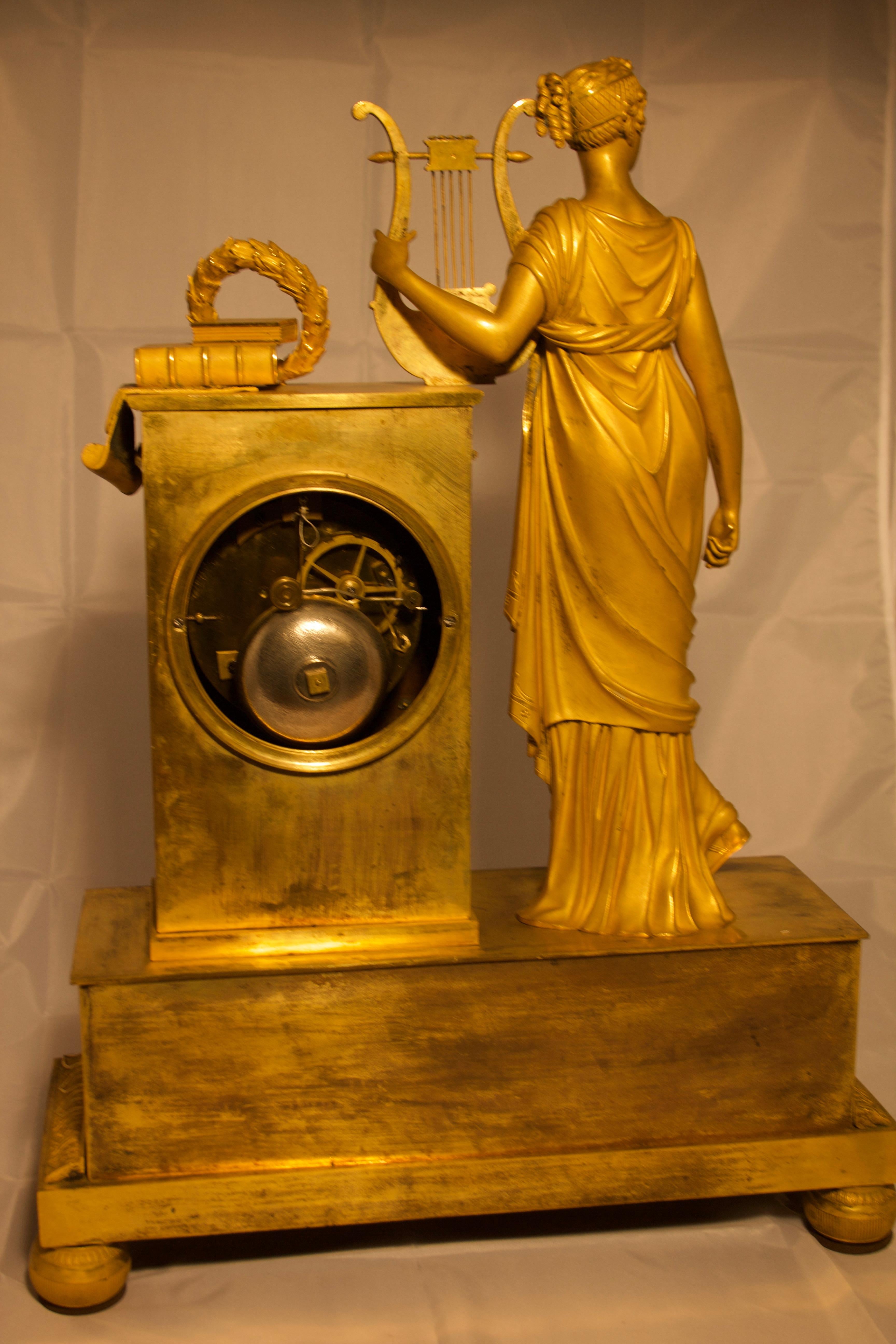 19th Century Empire Bronze Mantel Clock Lepine 5
