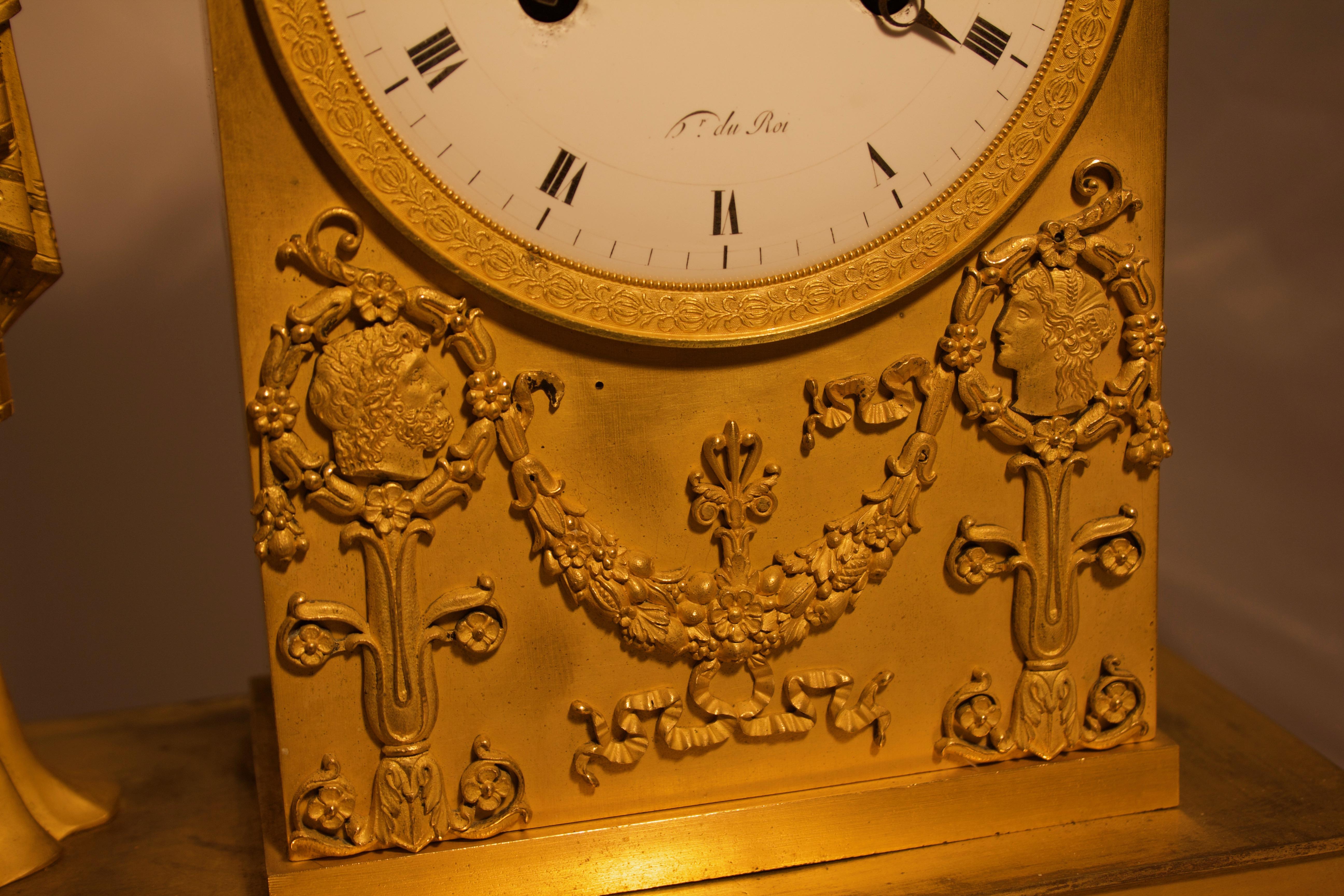 19th Century Empire Bronze Mantel Clock Lepine 1