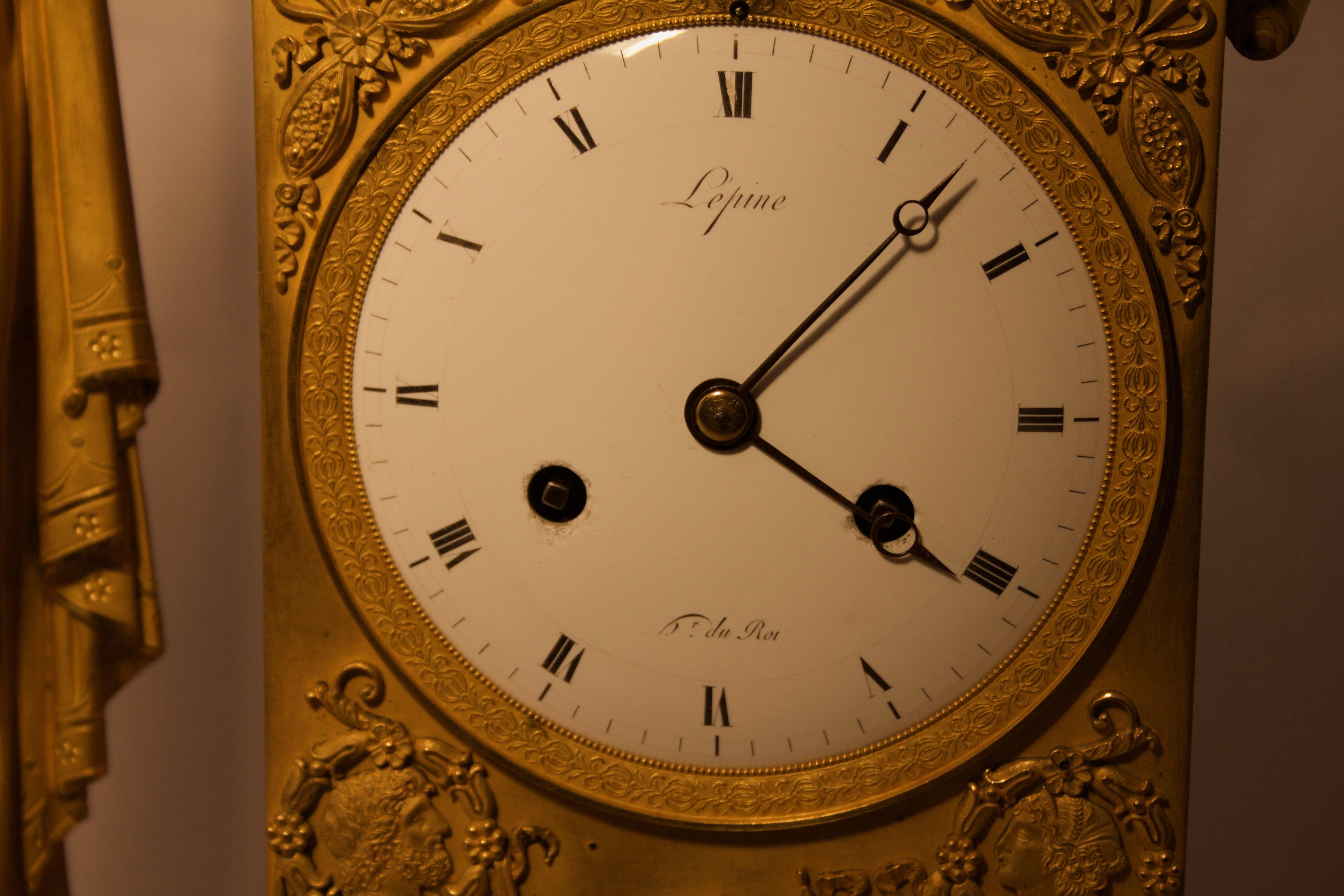 19th Century Empire Bronze Mantel Clock Lepine 2