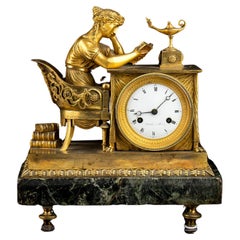 Antique 19th century Empire Bronze Mantel Clock "The Reader"  signed SCHÜLLER 