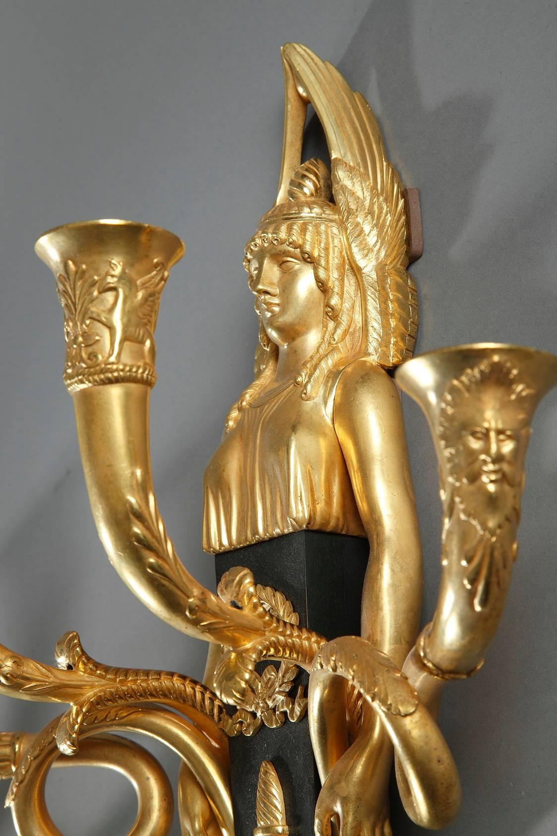  19th Century Empire Bronze Sconces For Sale 4