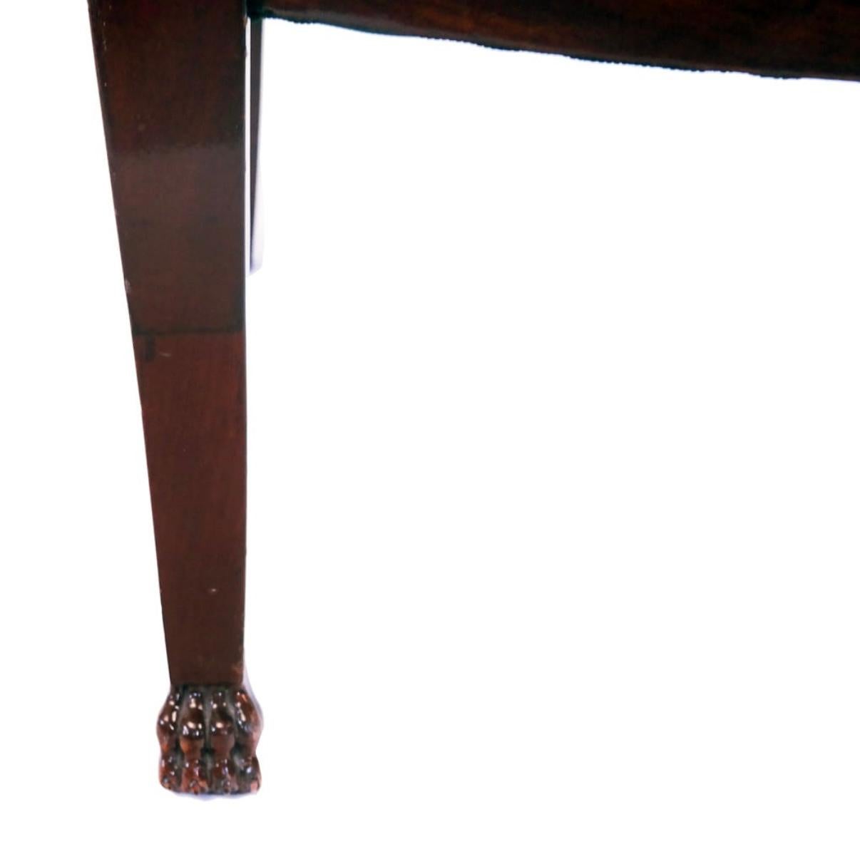 19th Century Empire Carved Mahogany & Cut Velvet Upholstered Bergere For Sale 2