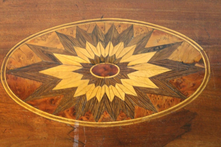 19th Century Italian Marquetry Center Table, mahogany center table For Sale 5