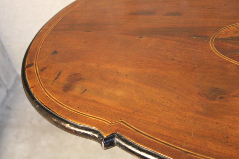 19th Century Italian Marquetry Center Table, mahogany center table For Sale 6