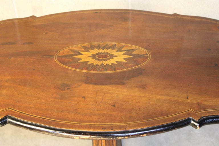 19th Century Italian Marquetry Center Table, mahogany center table For Sale 10