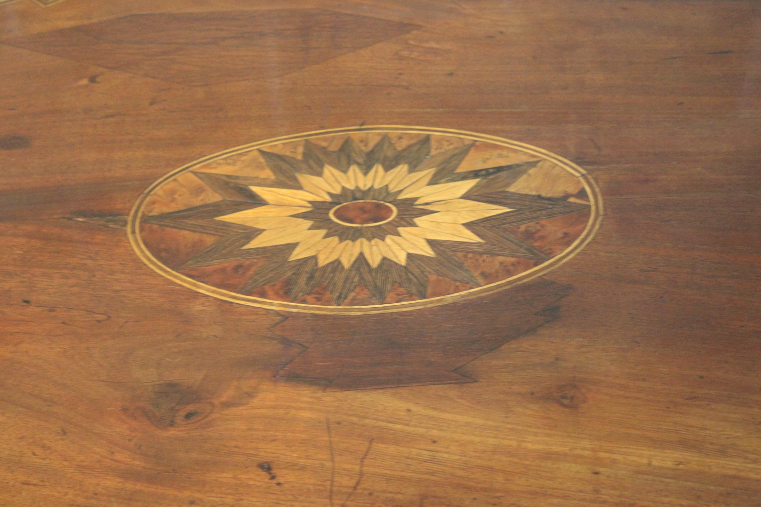 19th Century Italian Marquetry Center Table, mahogany center table For Sale 11