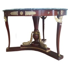 19th Century, Empire Table, Mahogany Wood, Gilded Bronze