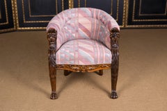 Sedia Impero del XIX secolo con testa di leone, 1850-1870 circa Rovere massiccio