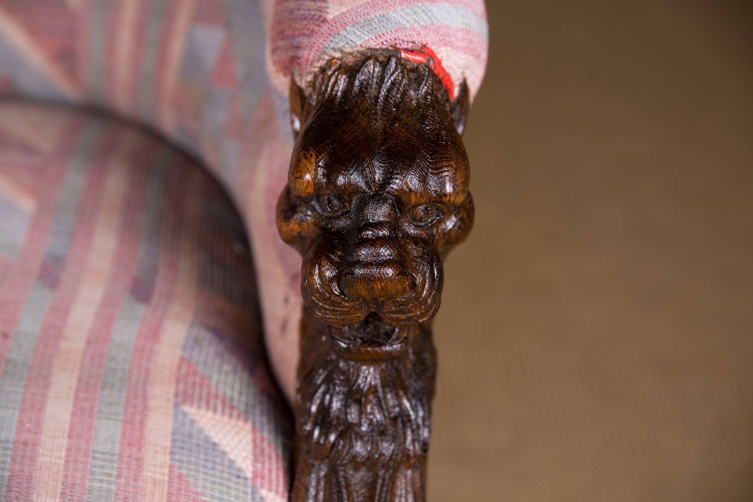 Hand-Carved 19th Century, Empire Chair with Lion Head, circa 1850-1870 Solid Oak