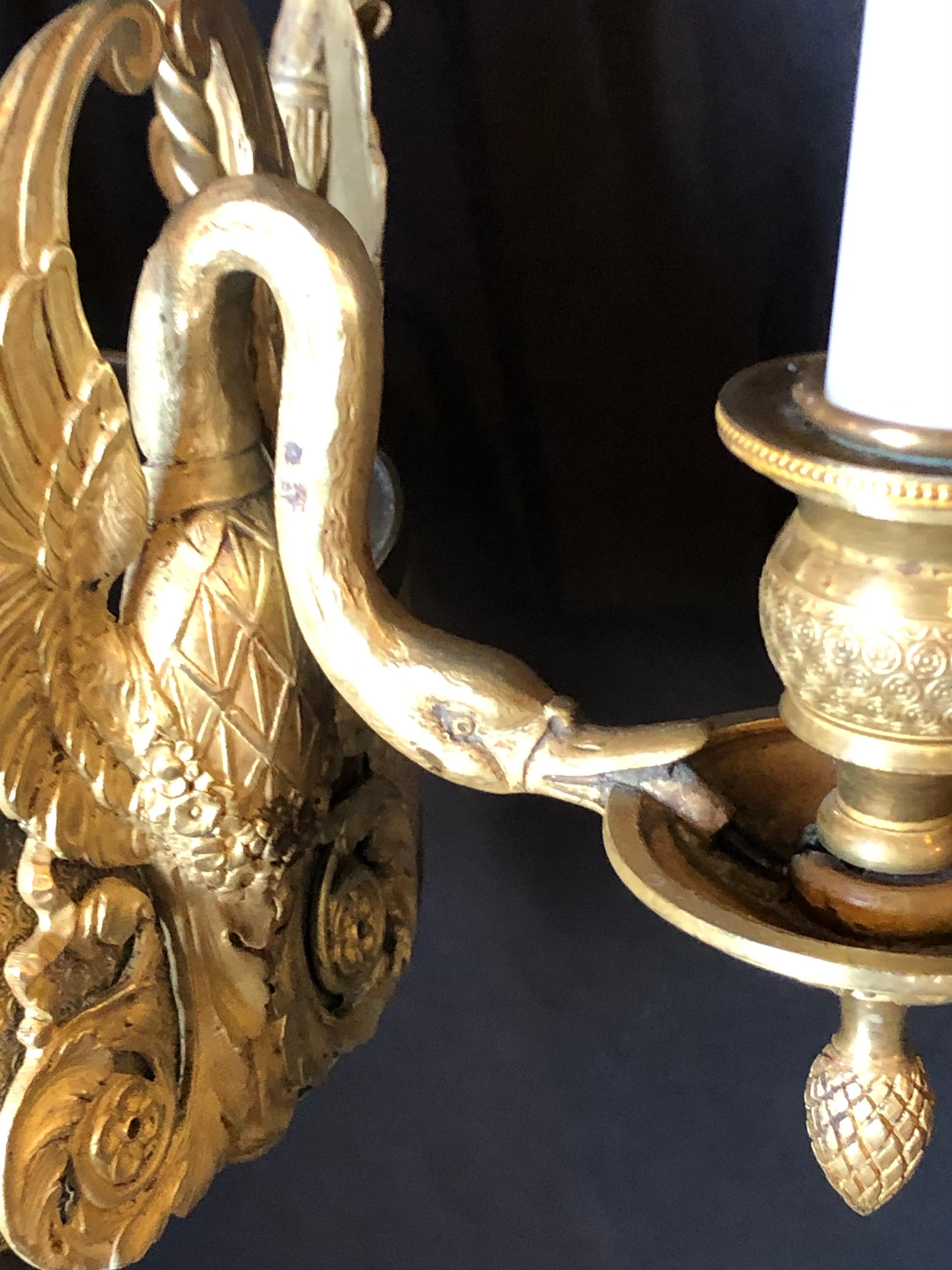 19th Century Empire Chandelier with Full Figure Swan Arms 9