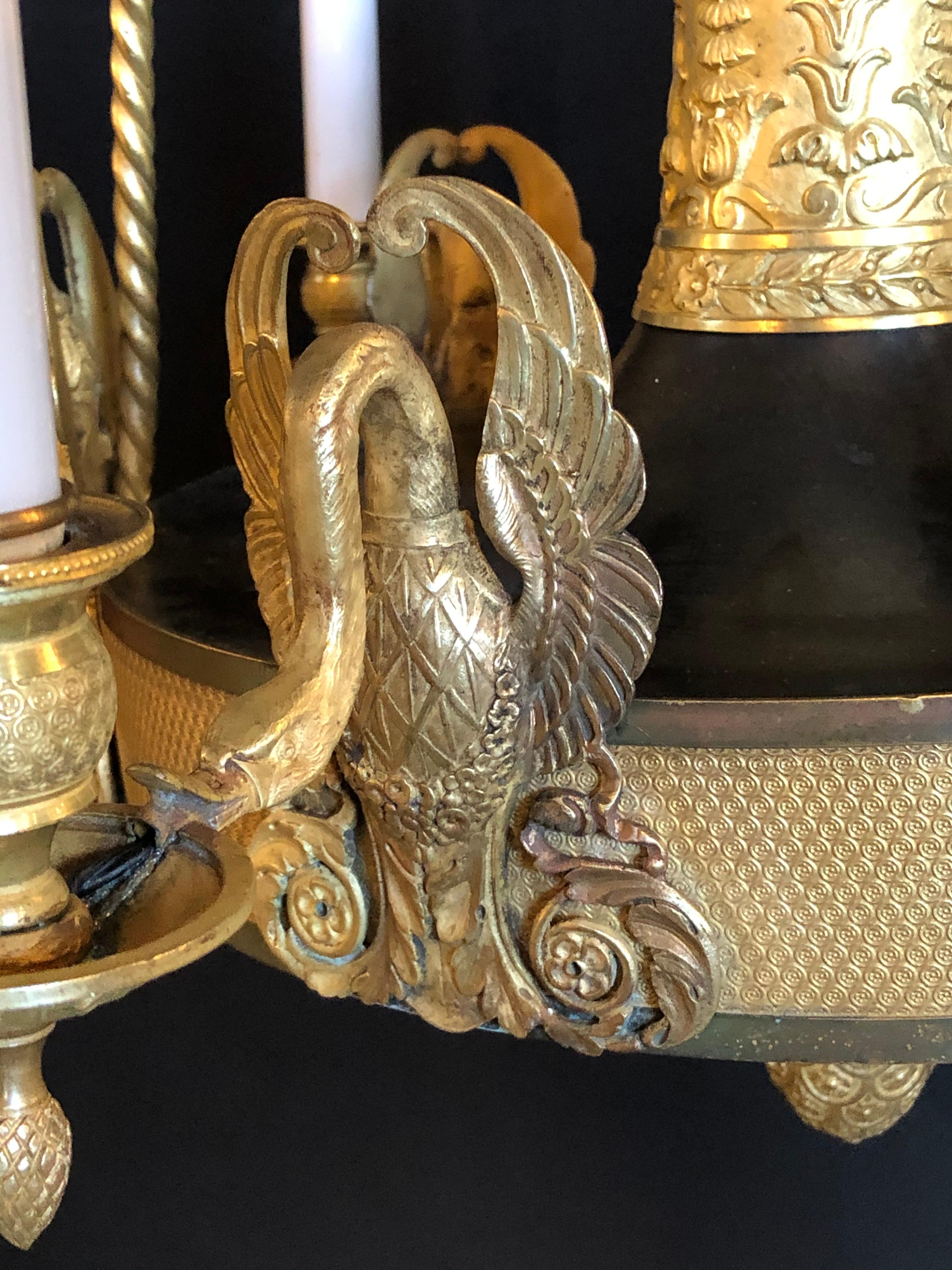 19th Century Empire Chandelier with Full Figure Swan Arms 2