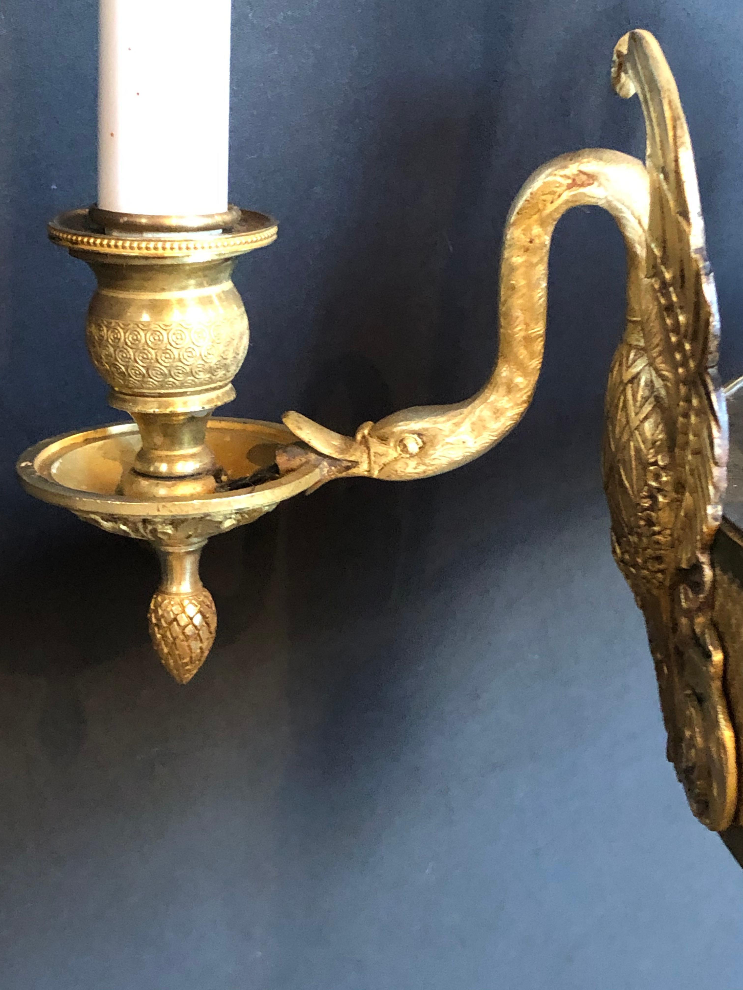 19th Century Empire Chandelier with Full Figure Swan Arms 3