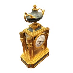 Uhrenset aus vergoldeter Bronze und blauem Turquin-Marmor, Raingo Frères, 19. Jahrhundert.