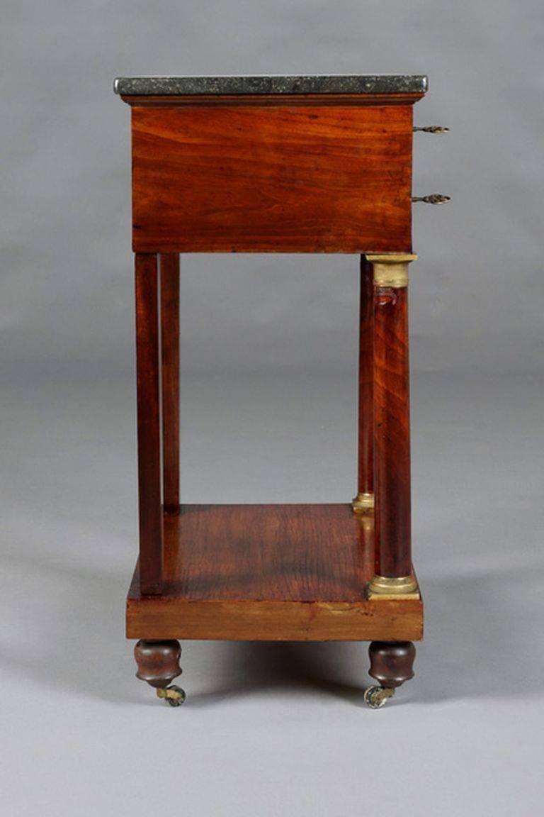 Gilt 19th Century Empire Commode, Nightstand or Sewing Table For Sale