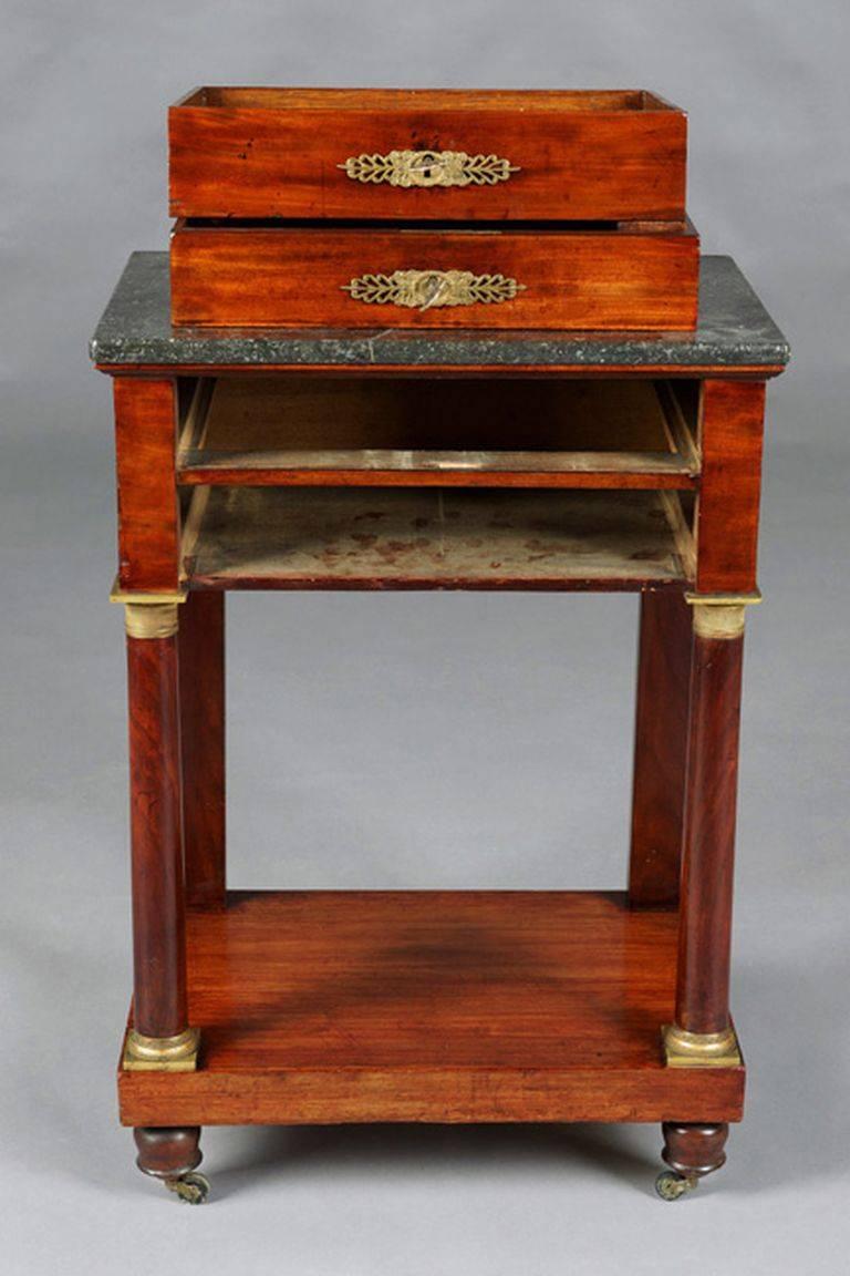 Bronze 19th Century Empire Commode, Nightstand or Sewing Table For Sale