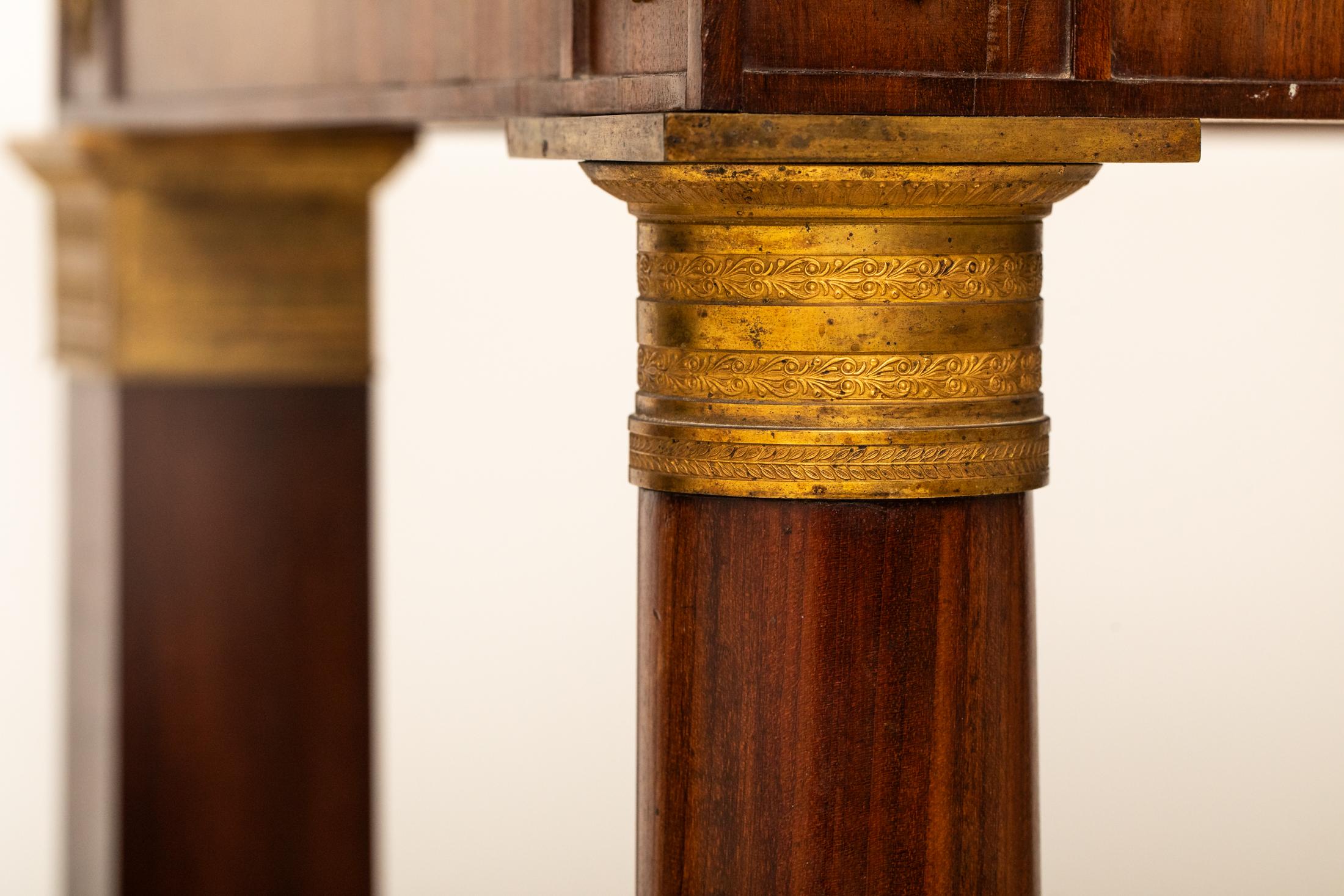 Gilt 19th Century Empire Console Italy 1810 Marble Top Bronze Fittings For Sale