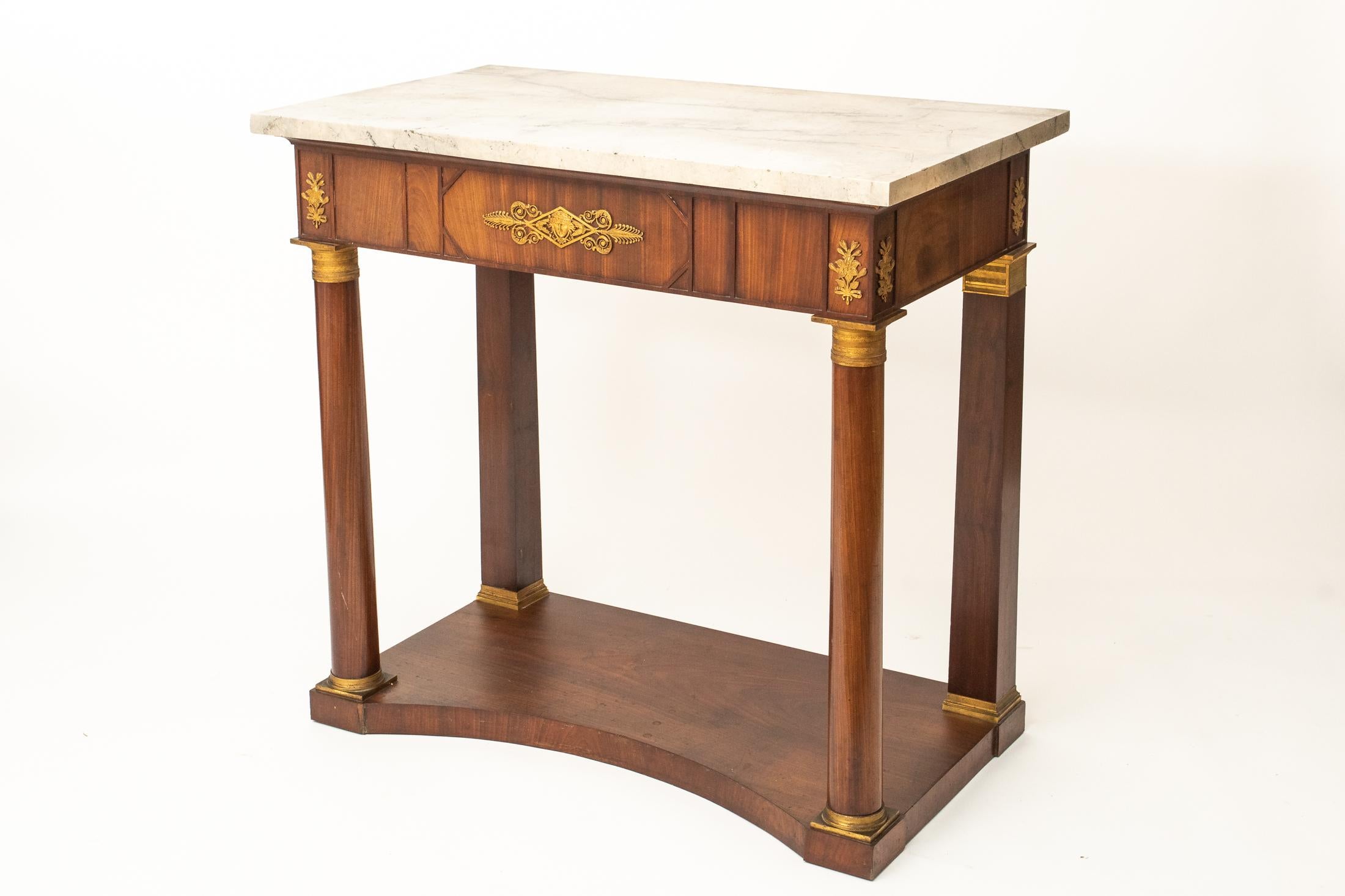 19th Century Empire Console Italy 1810 Marble Top Bronze Fittings For Sale 1
