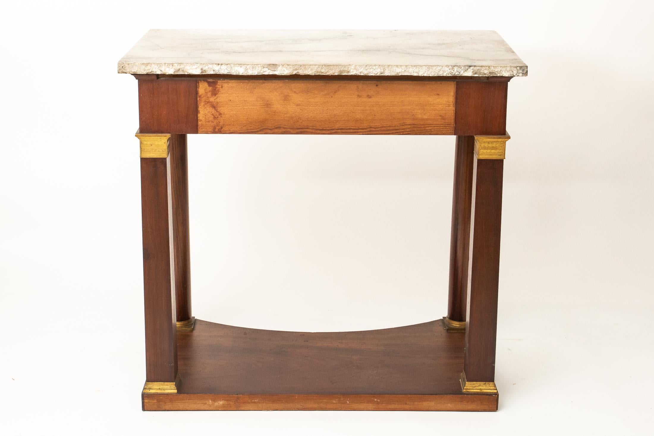 19th Century Empire Console Italy 1810 Marble Top Bronze Fittings For Sale 2