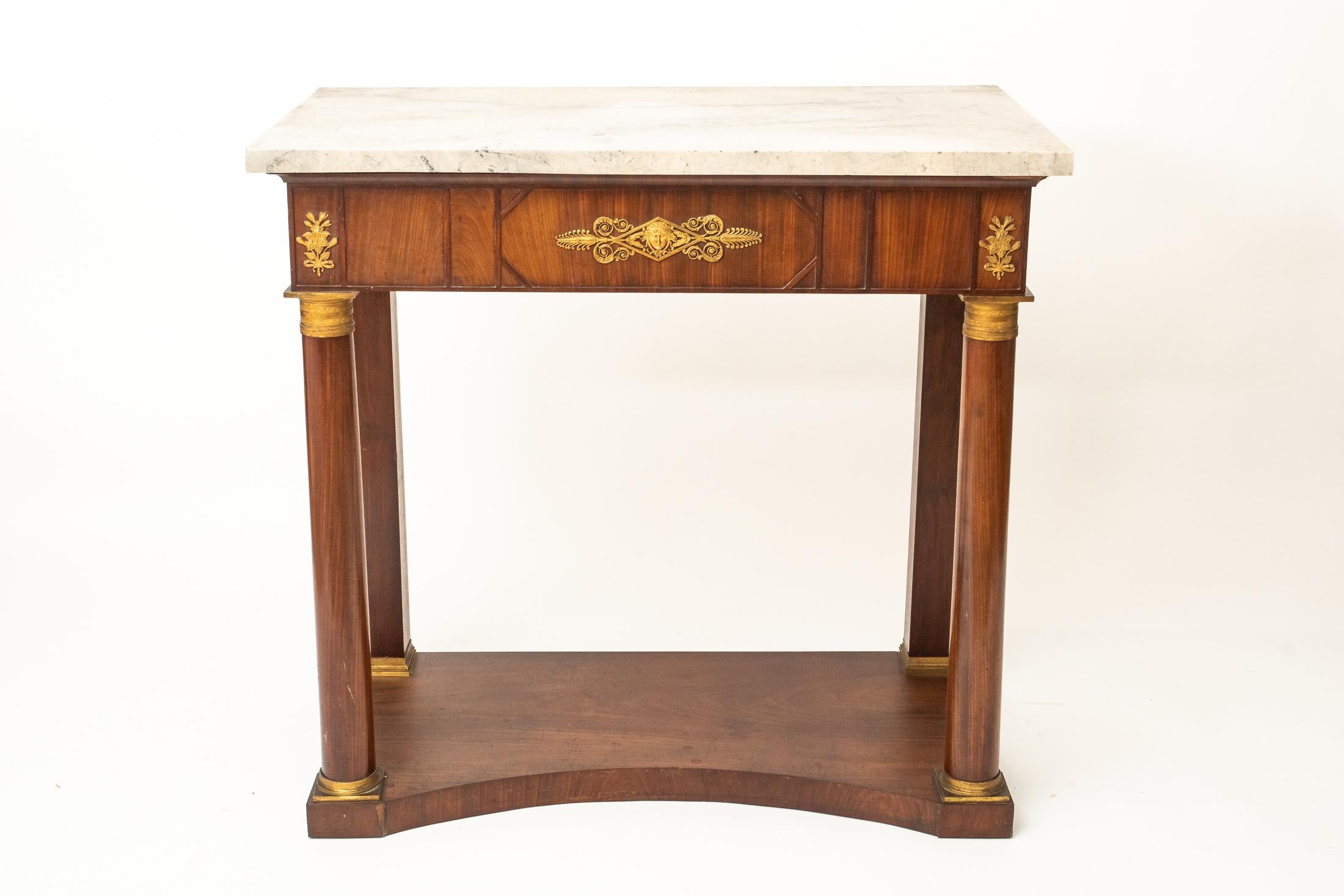 19th Century Empire Console Italy 1810 Marble Top Bronze Fittings For Sale 4