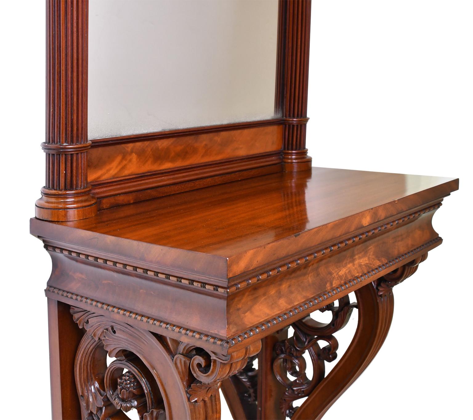 Tall Neoclassical-Style Console & Pier Mirror in Mahogany, Denmark, c. 1830 4