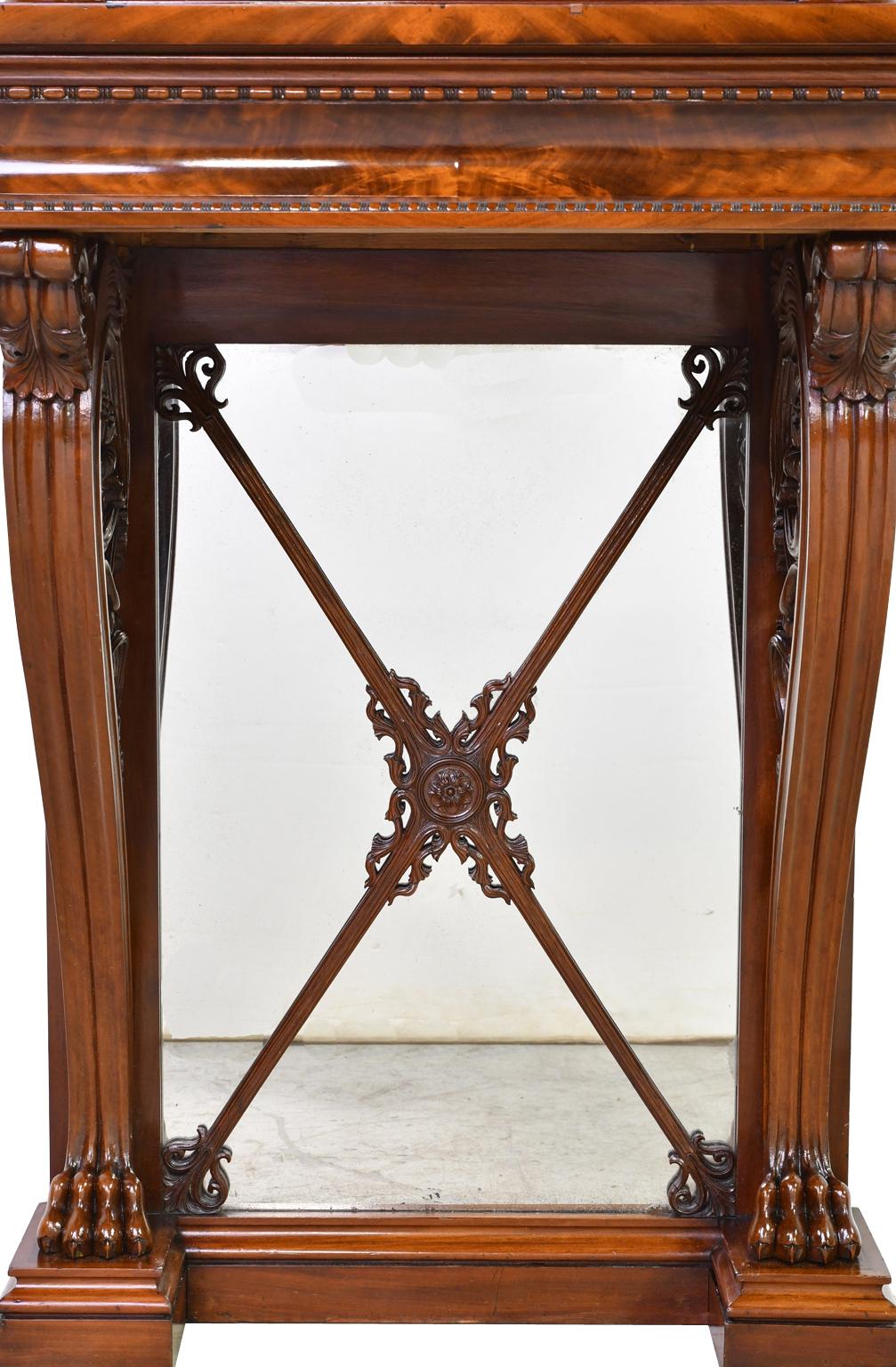 Tall Neoclassical-Style Console & Pier Mirror in Mahogany, Denmark, c. 1830 In Good Condition In Miami, FL
