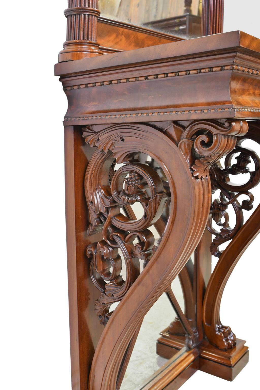 Tall Neoclassical-Style Console & Pier Mirror in Mahogany, Denmark, c. 1830 1