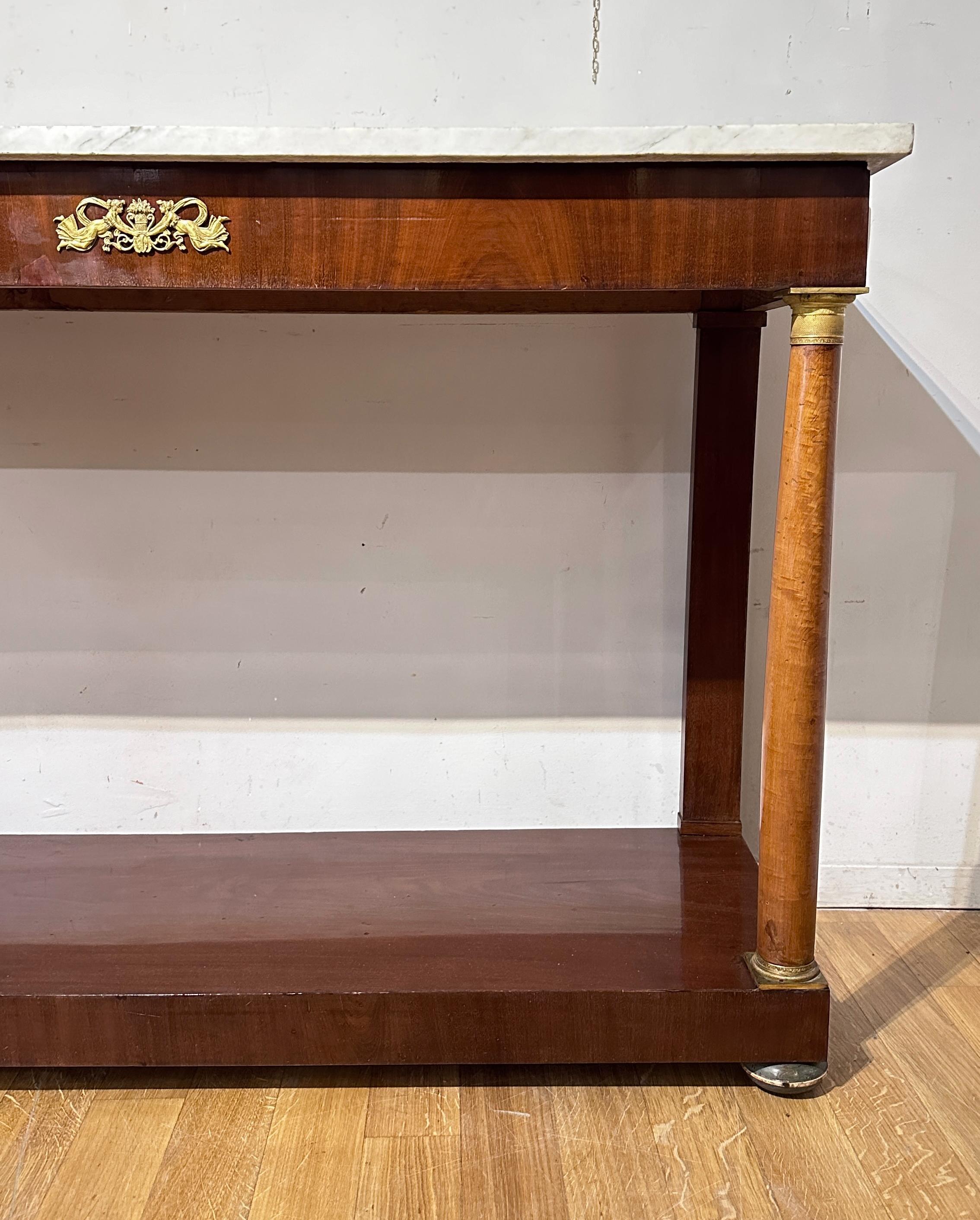 Empire 19th CENTURY EMPIRE CONSOLE IN MAHOGANY AND FIR  For Sale