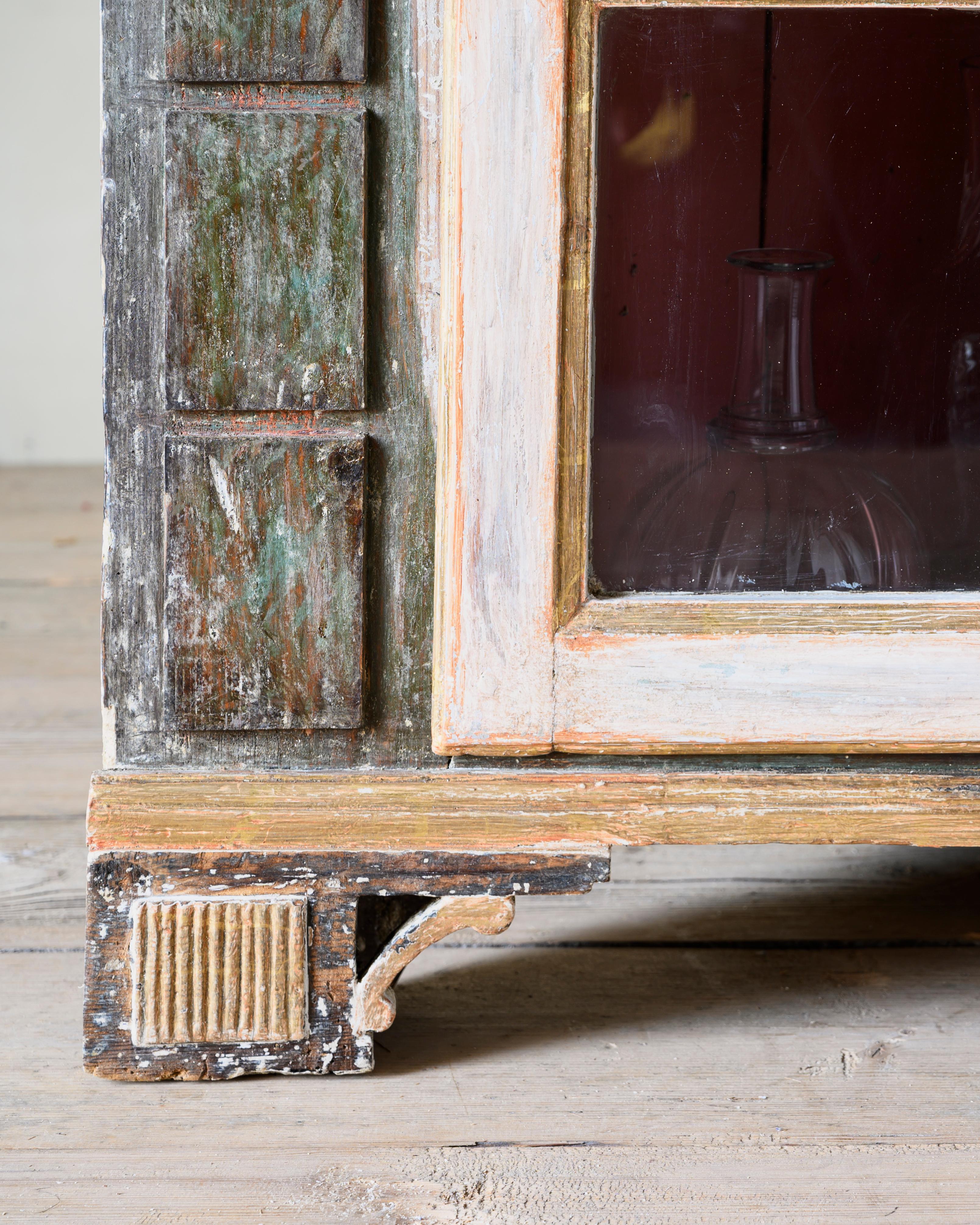 Wood 19th Century Empire Corner Vitrine Cabinet