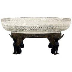 19th Century Empire Crystal and Bronze Centerpiece