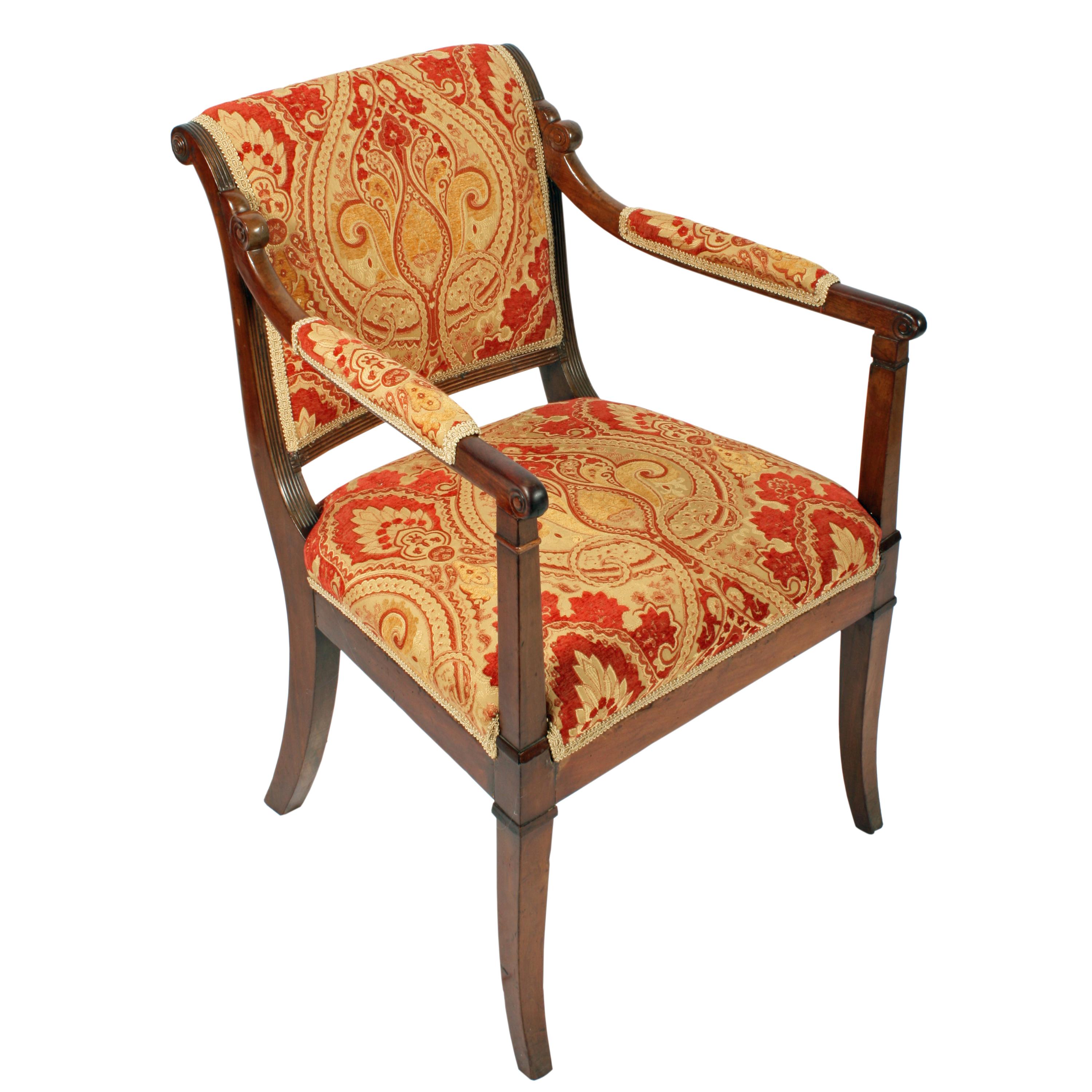 English 19th Century Empire Design Elbow Chair For Sale