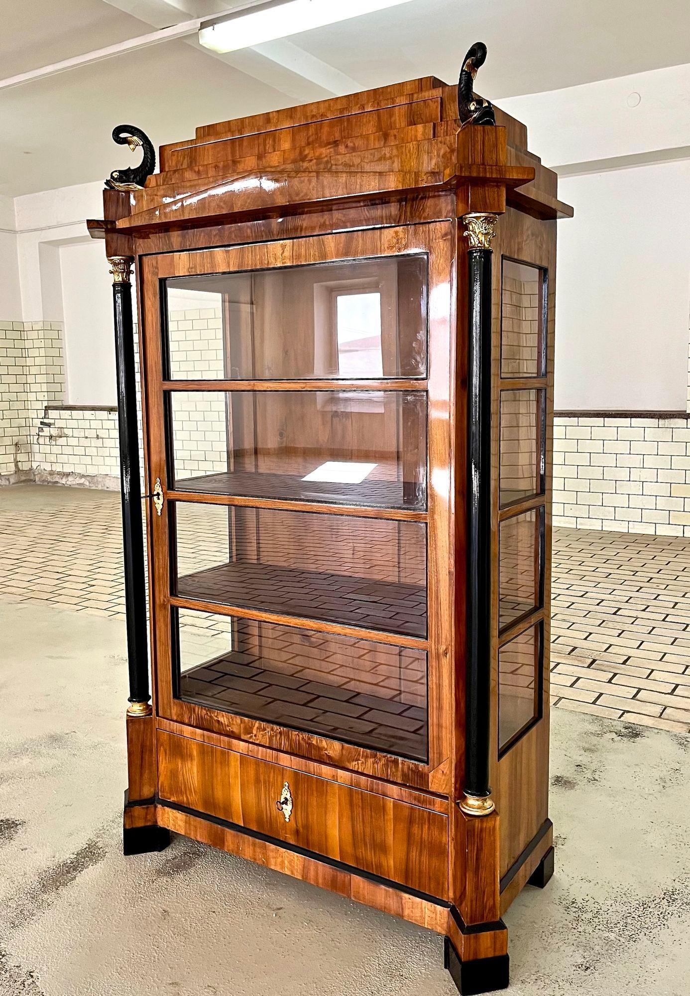 19th Century Empire Display Cabinet With Mystical Figures , Germany ca. 1850 In Good Condition For Sale In Lichtenberg, AT