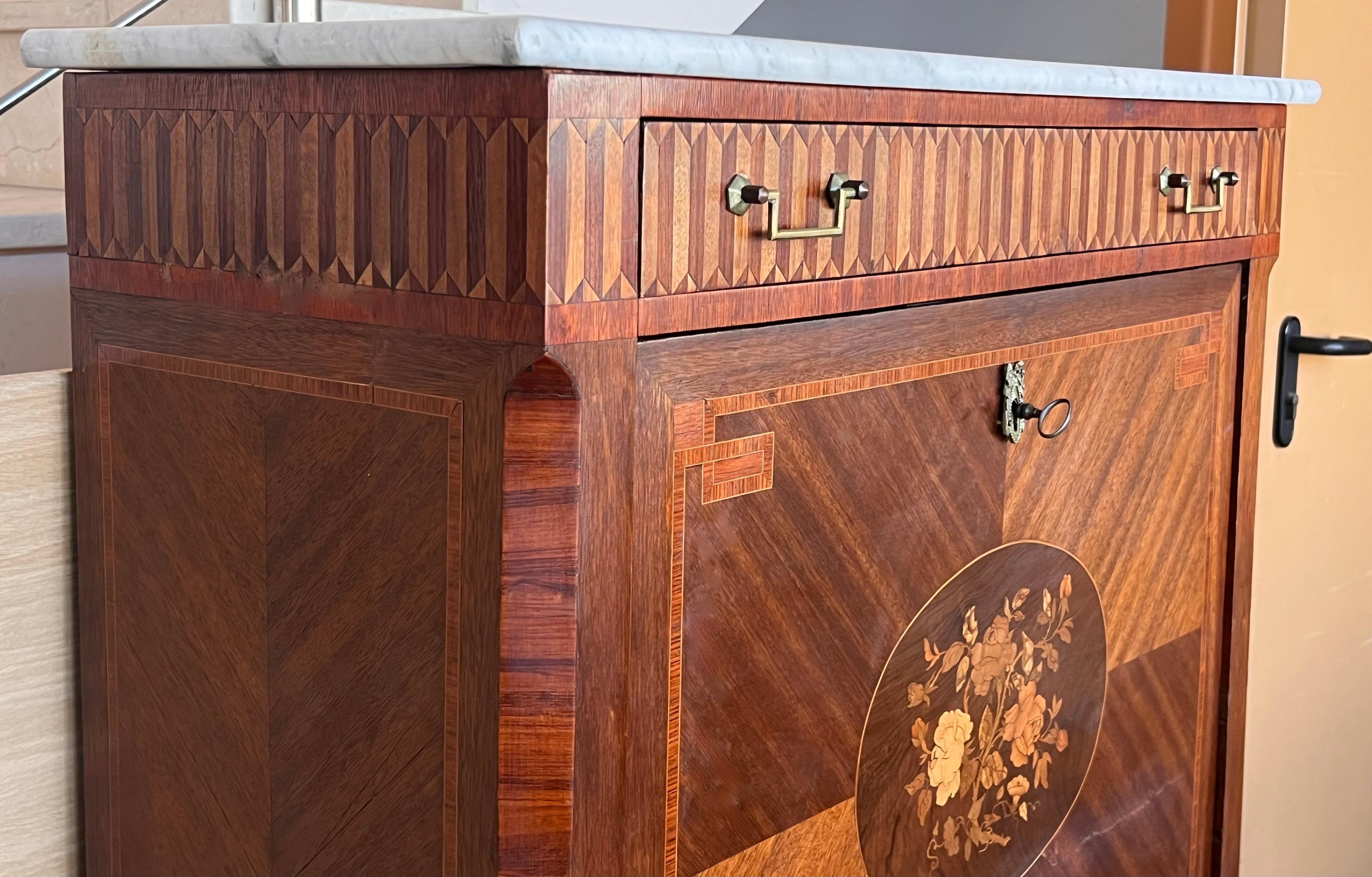 19th Century Empire Drop-Front Oak Secretary Desk or Abattant, Chest France For Sale 4