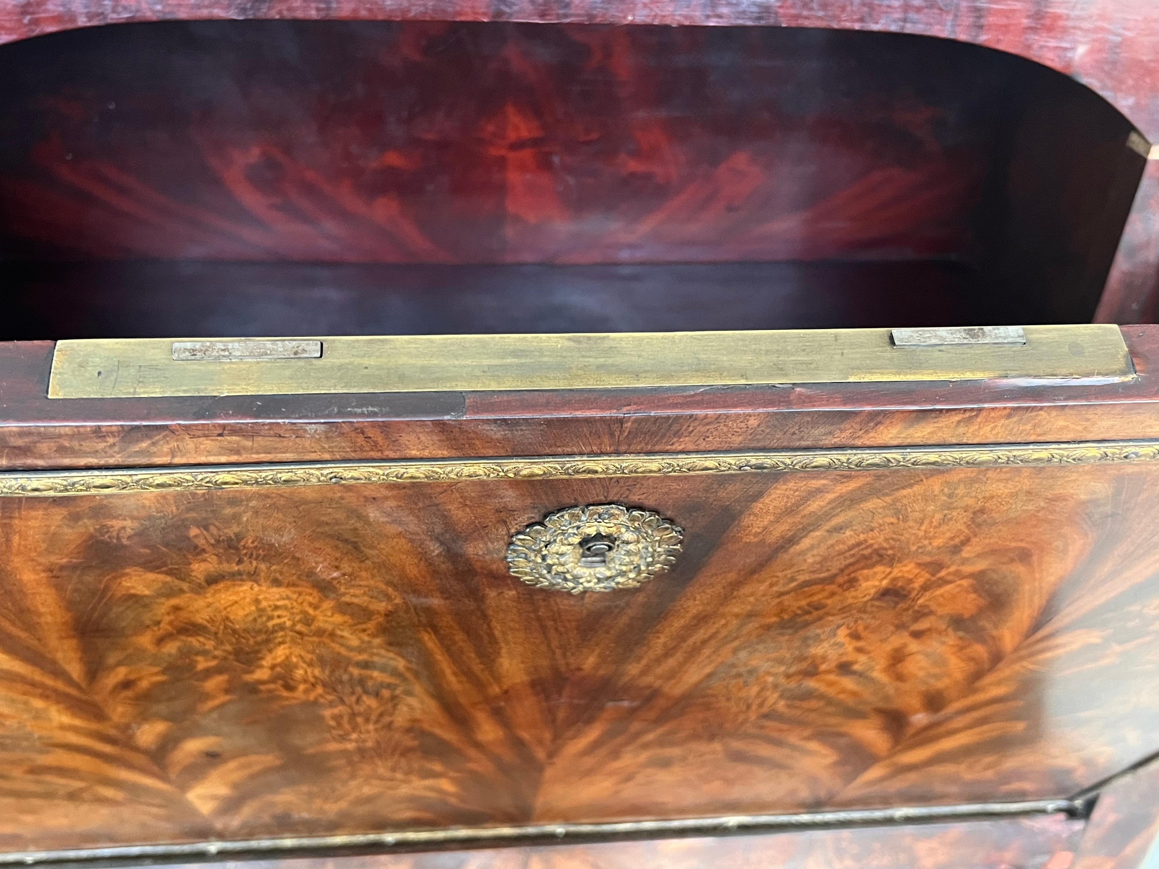 19th Century Empire Drop-Front Oak Secretary Desk or Abattant, Chest France For Sale 3