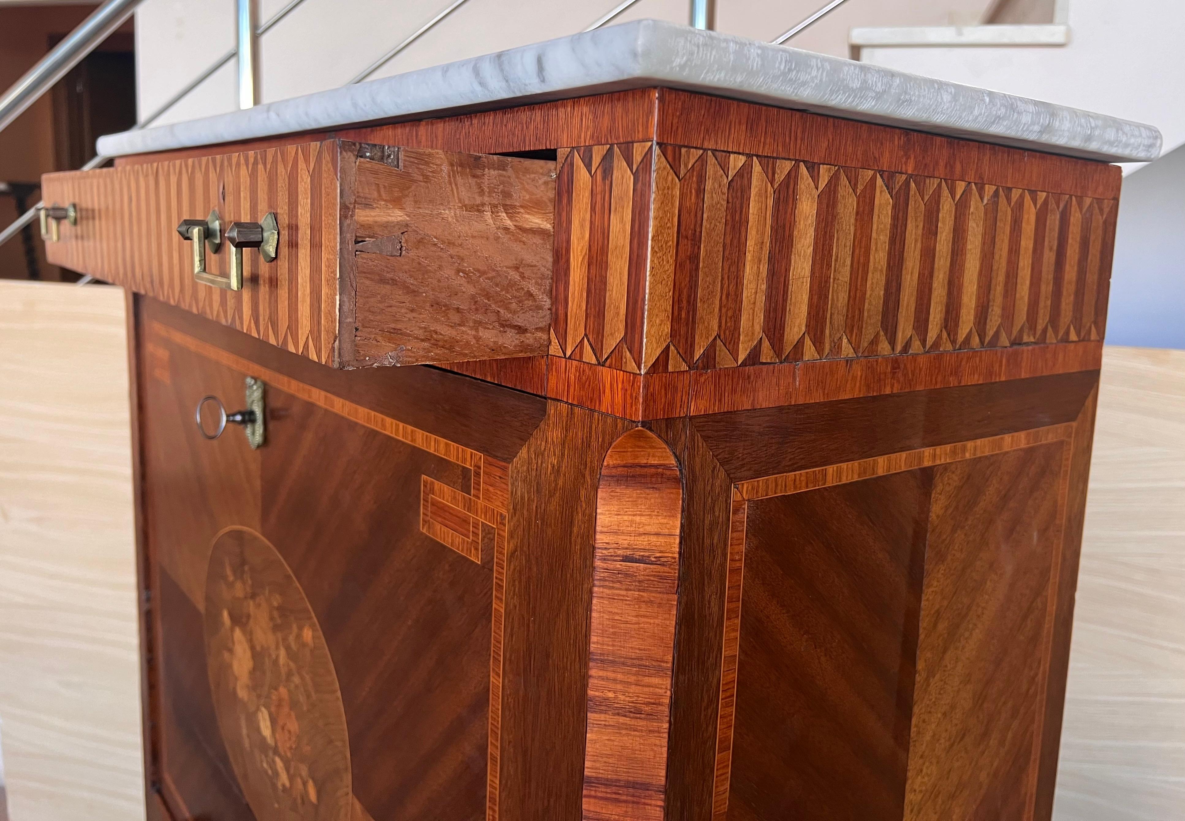 19th Century Empire Drop-Front Oak Secretary Desk or Abattant, Chest France For Sale 5