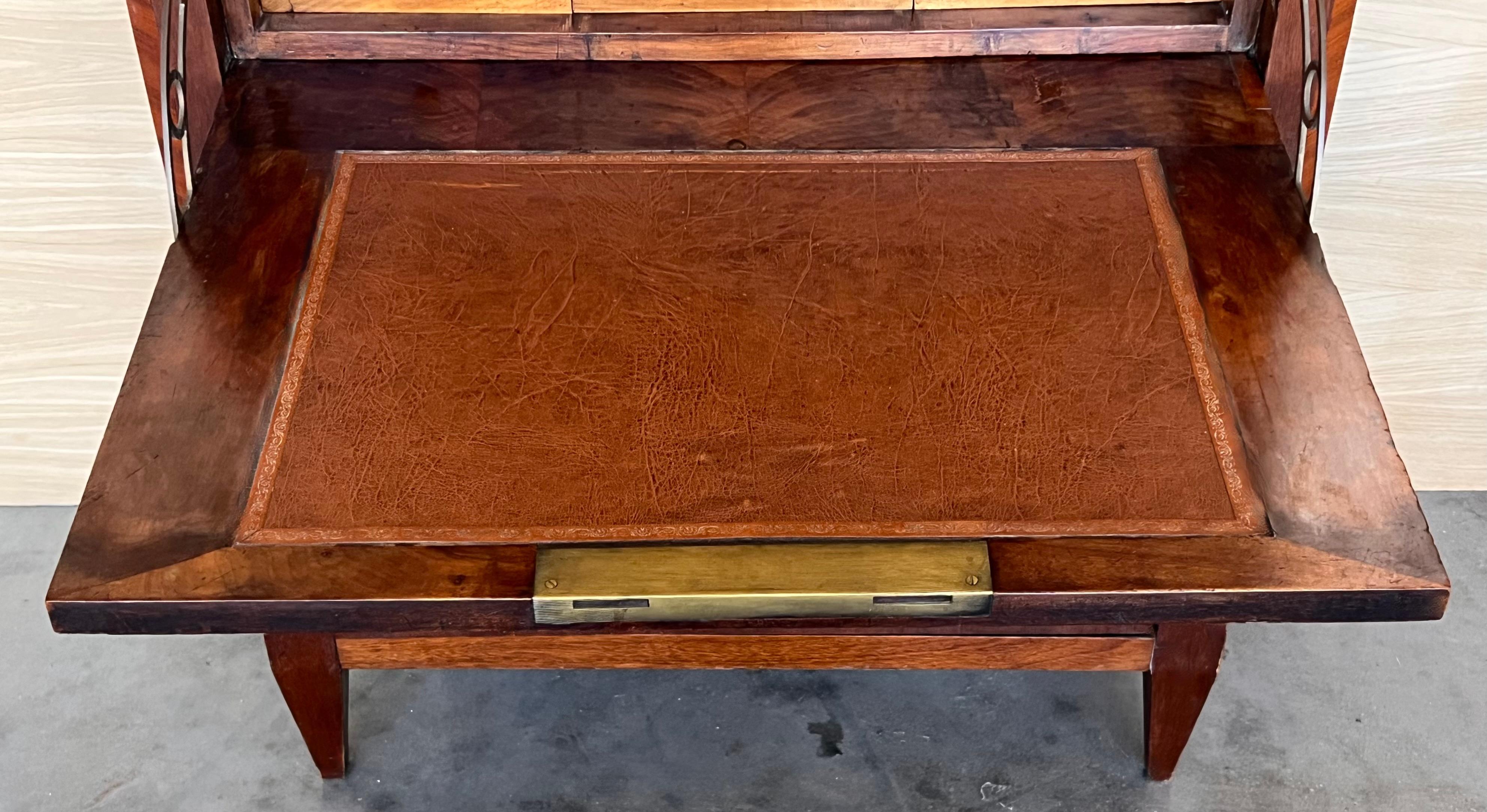 19th Century Empire Drop-Front Oak Secretary Desk or Abattant, Chest France For Sale 9