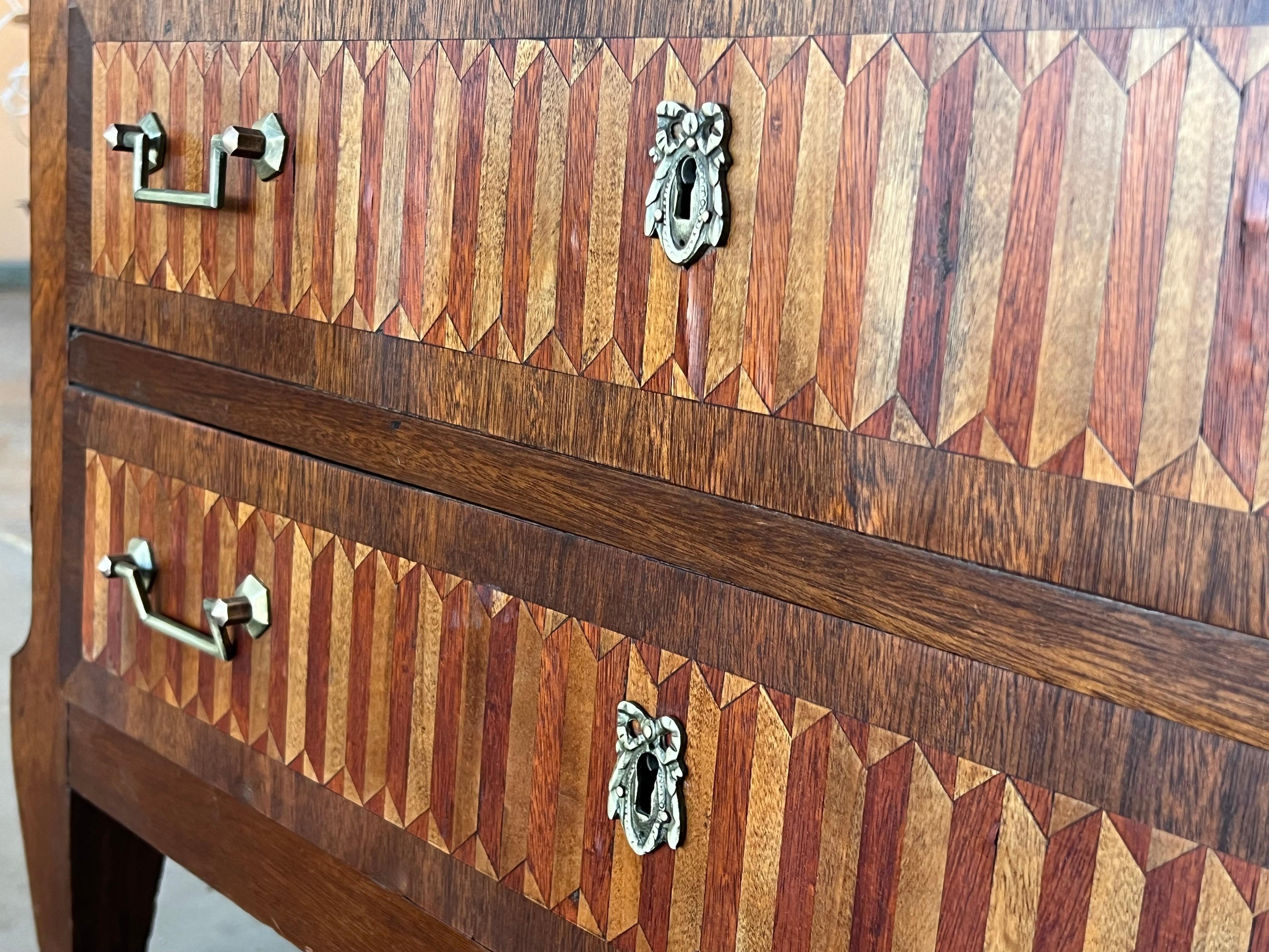 19th Century Empire Drop-Front Oak Secretary Desk or Abattant, Chest France For Sale 10