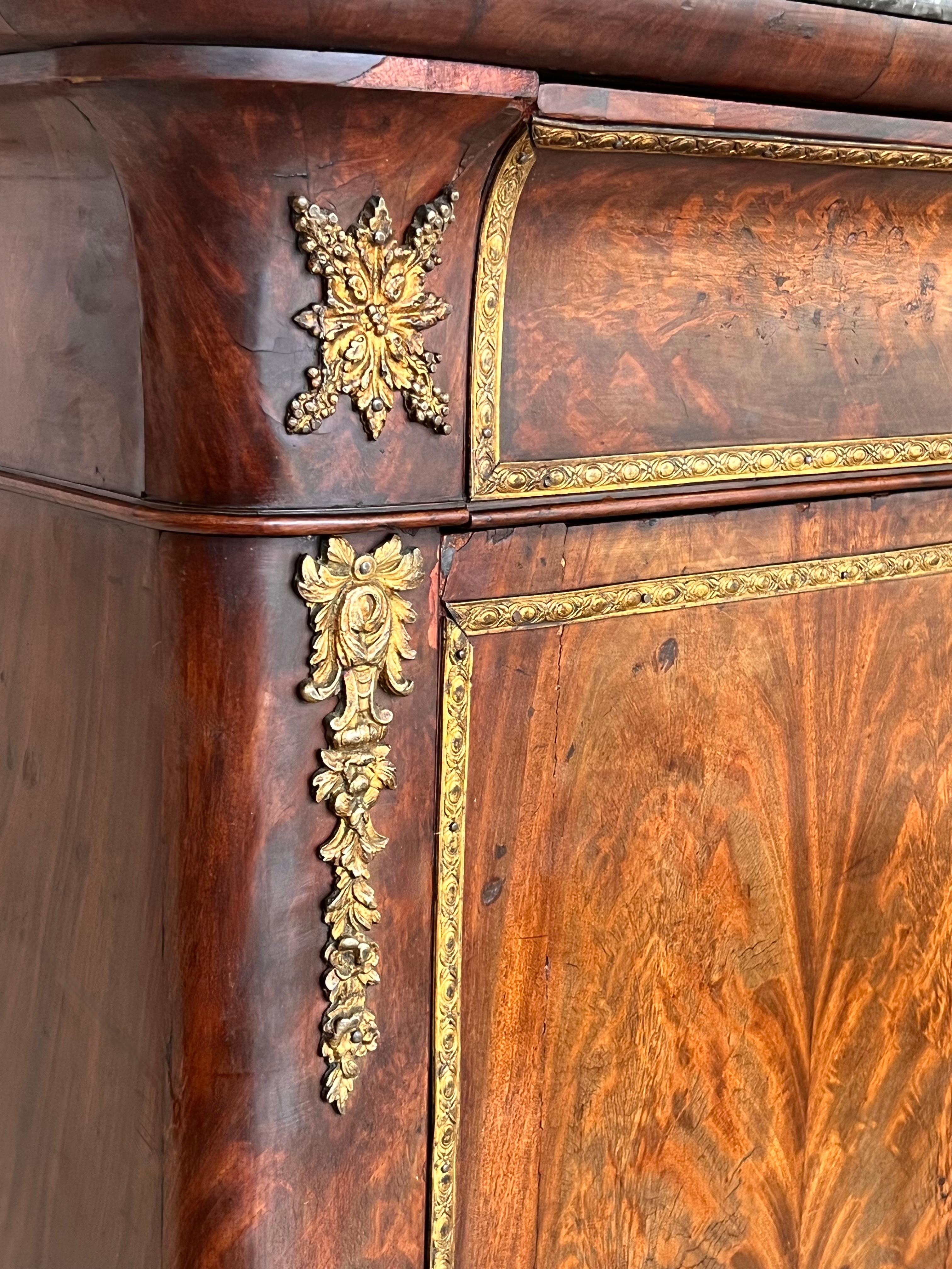 French 19th Century Empire Drop-Front Oak Secretary Desk or Abattant, Chest France For Sale