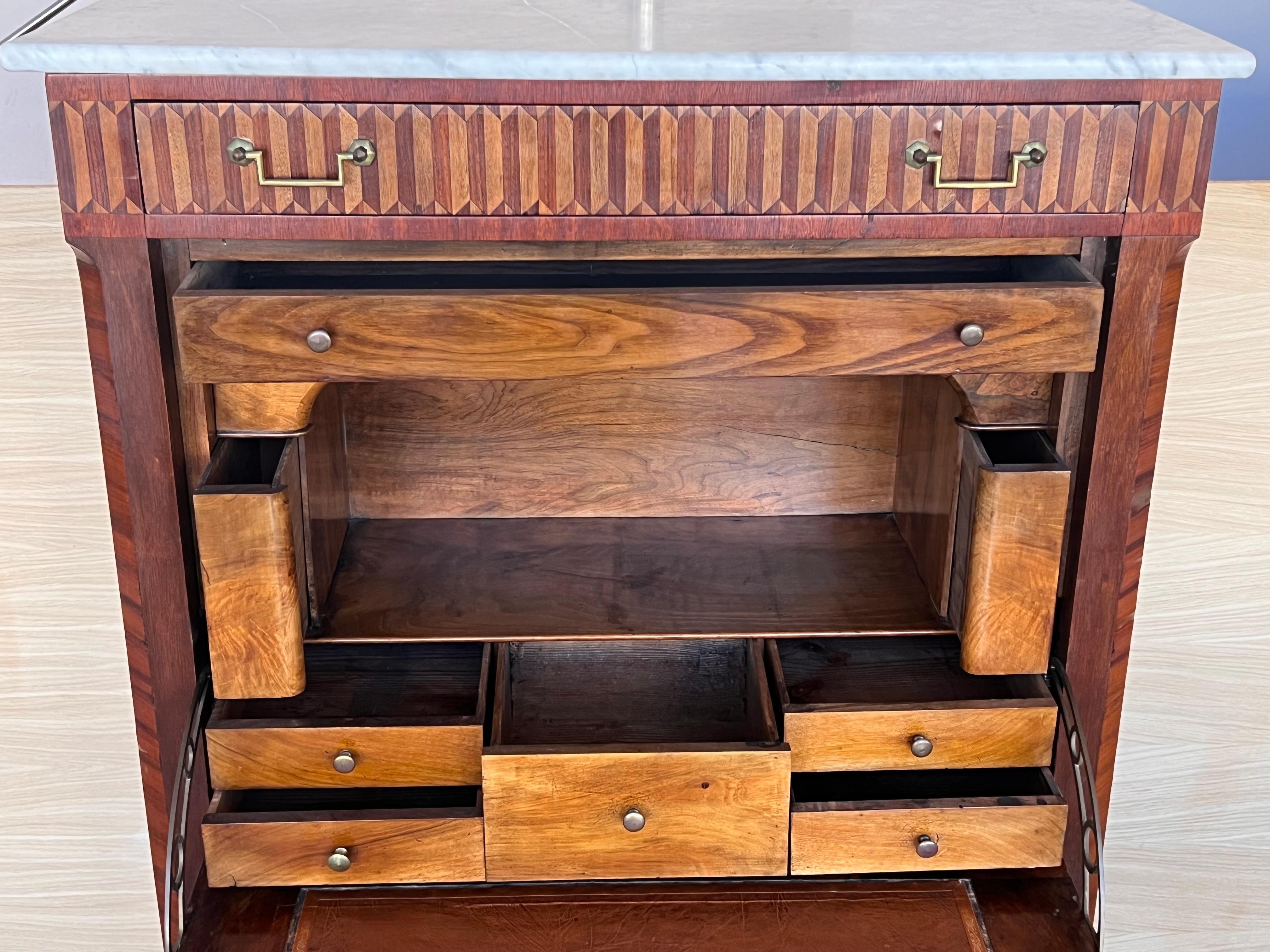 19th Century Empire Drop-Front Oak Secretary Desk or Abattant, Chest France For Sale 2