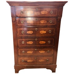 Antique 19th Century Empire Dutch Mahogany Inlay Chest of Drawers, 1820s