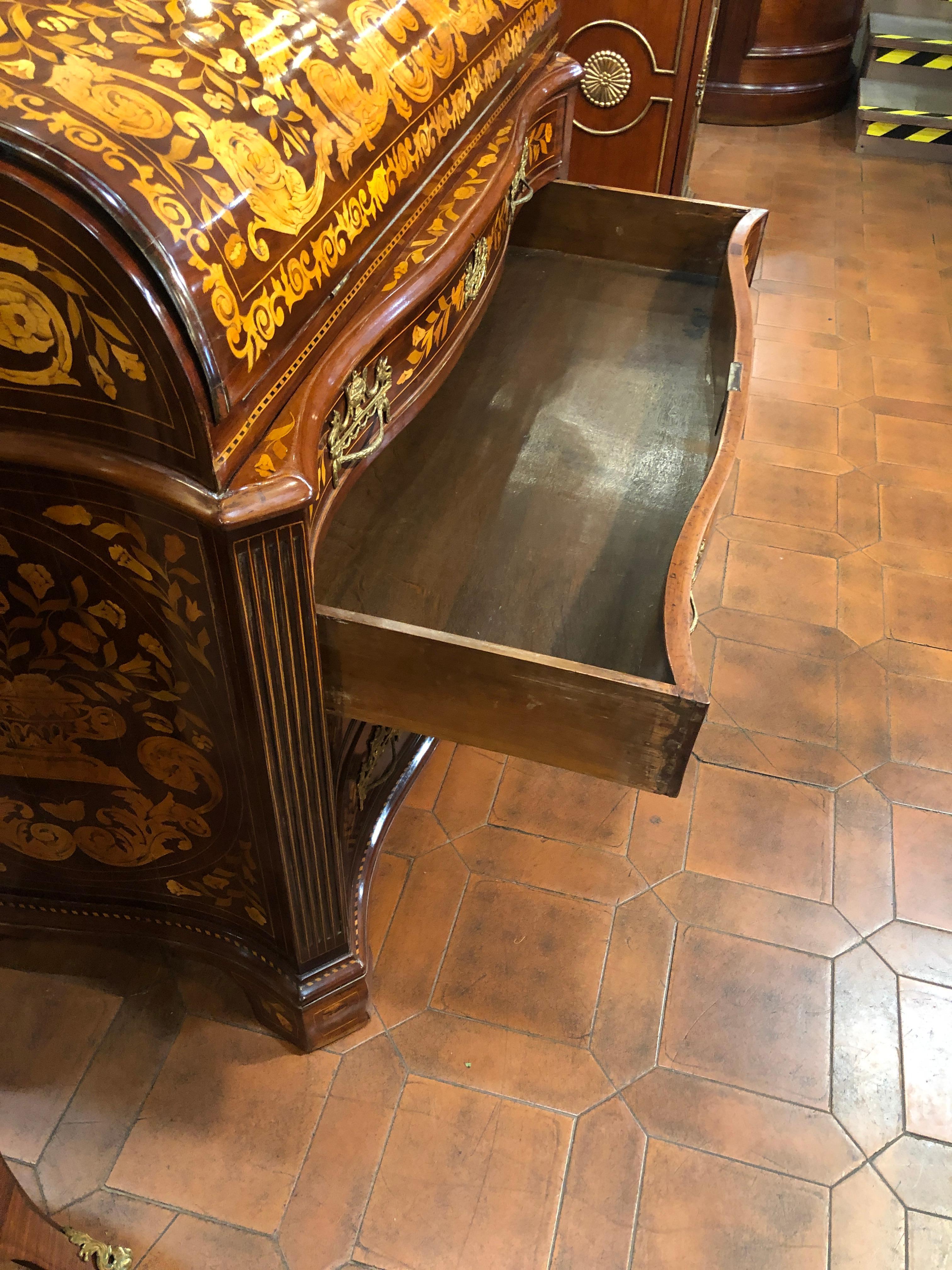 19th Century Empire Dutch Mahogany Secretaire Bureau Inlay 1800 14