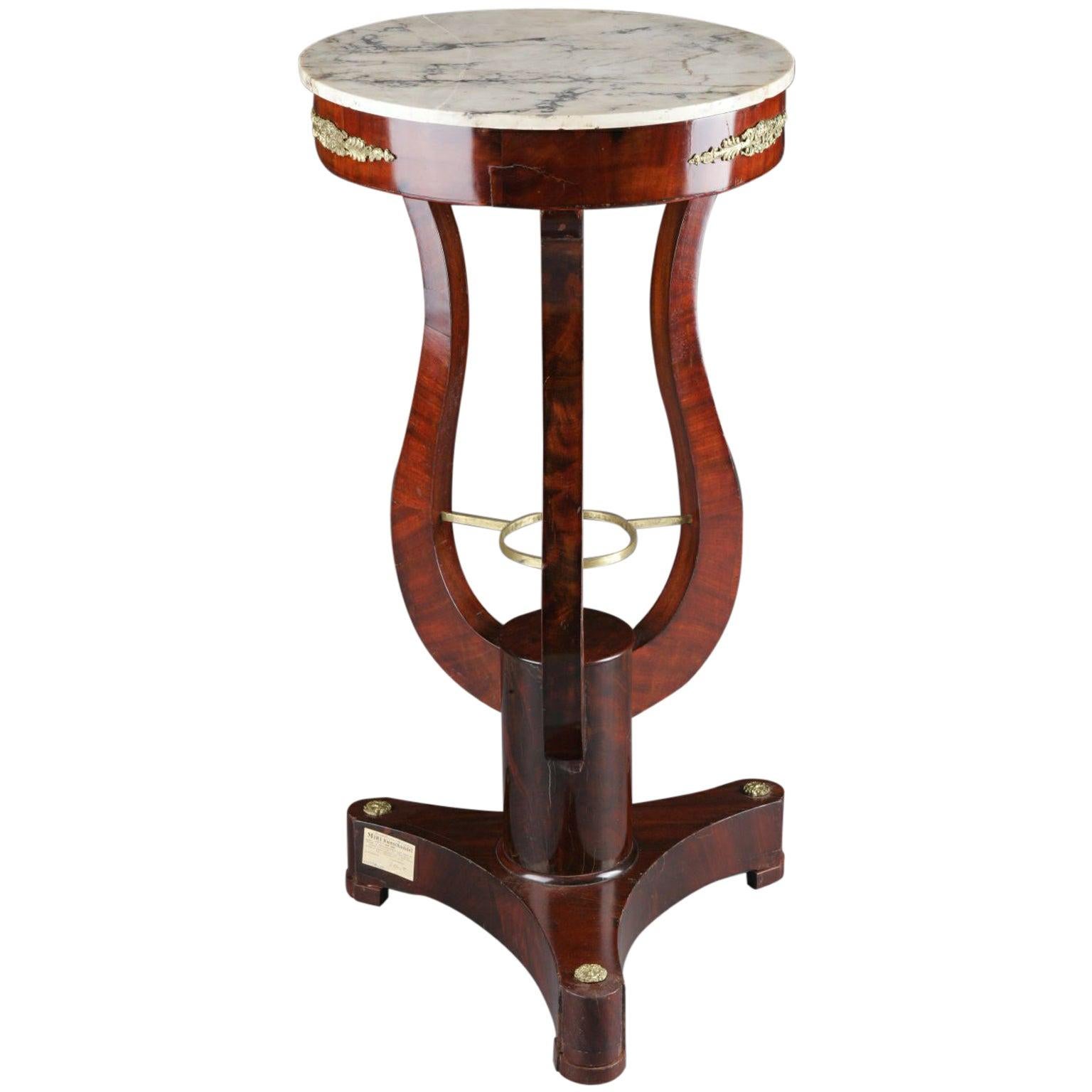 19th Century Empire France Lyra-Shaped Curly-Legs Side Tables, circa 1815 For Sale