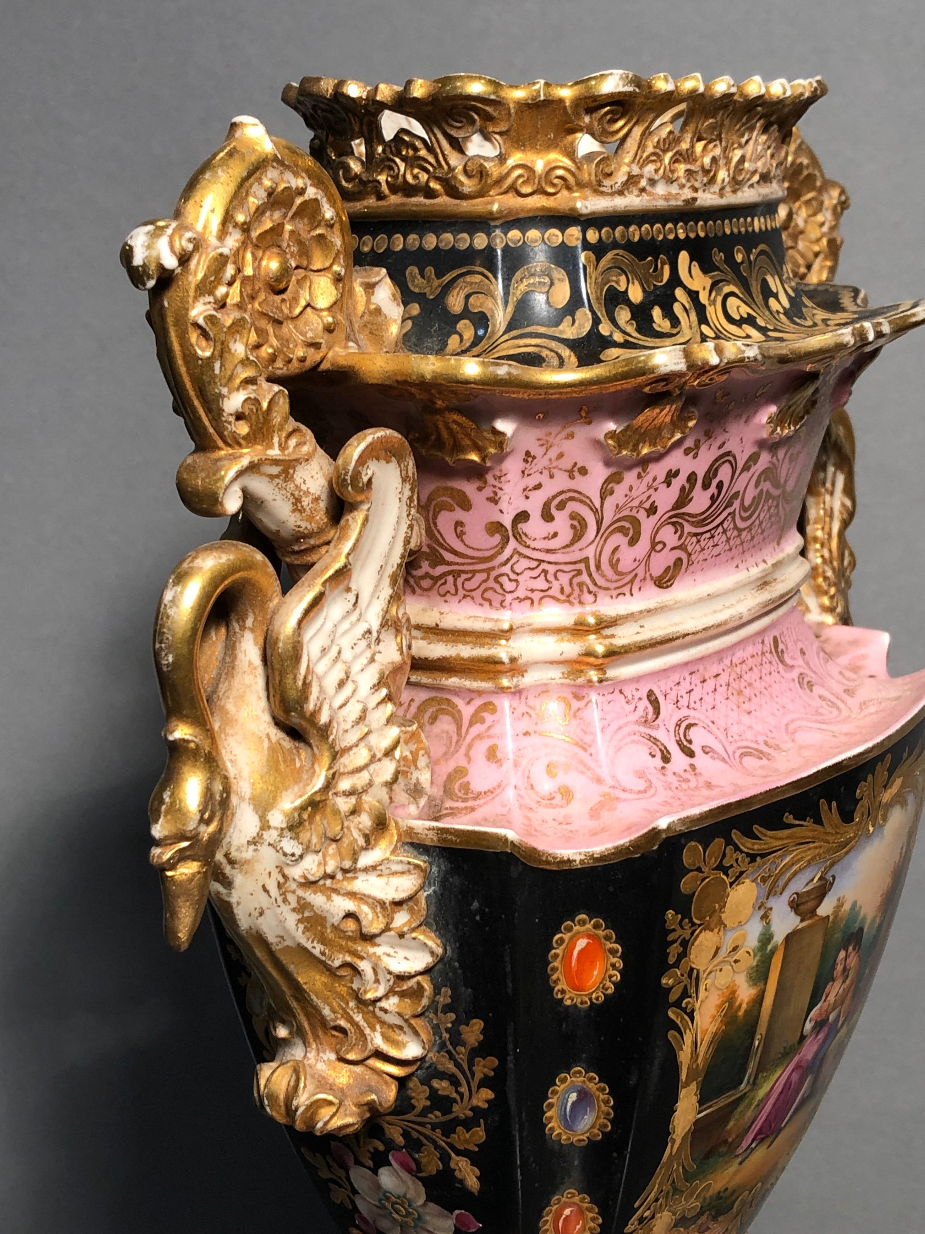 Porcelain 19th Century Jacob Petit Charles X  Vase 1820 For Sale