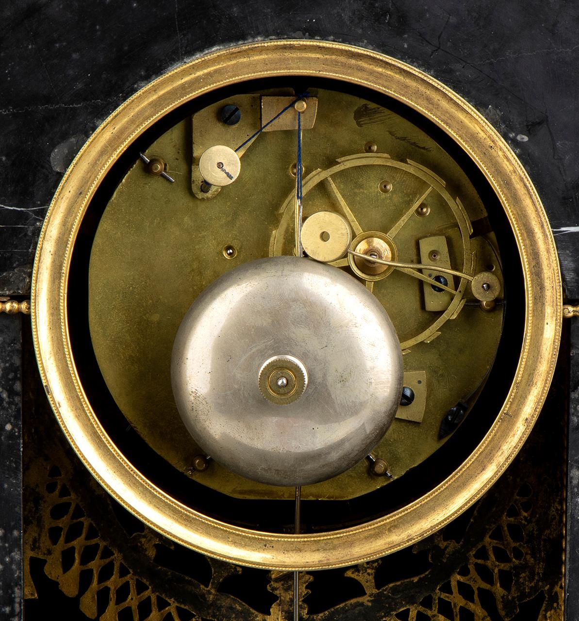 19th Century Empire French Black Marble Bronze Mantel Clock 3