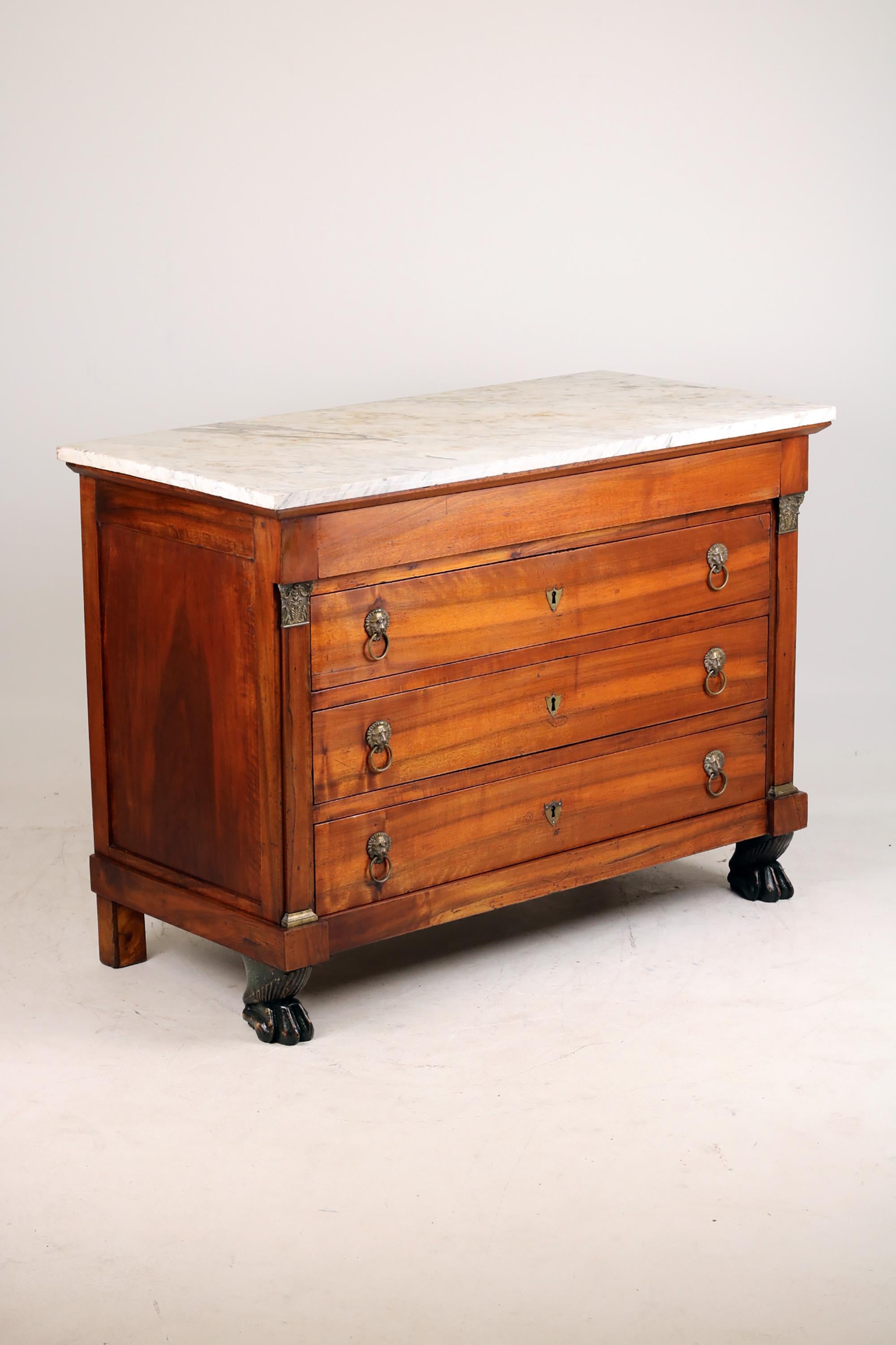 19th Century Empire French Chest of Drawers with marble on top For Sale 5