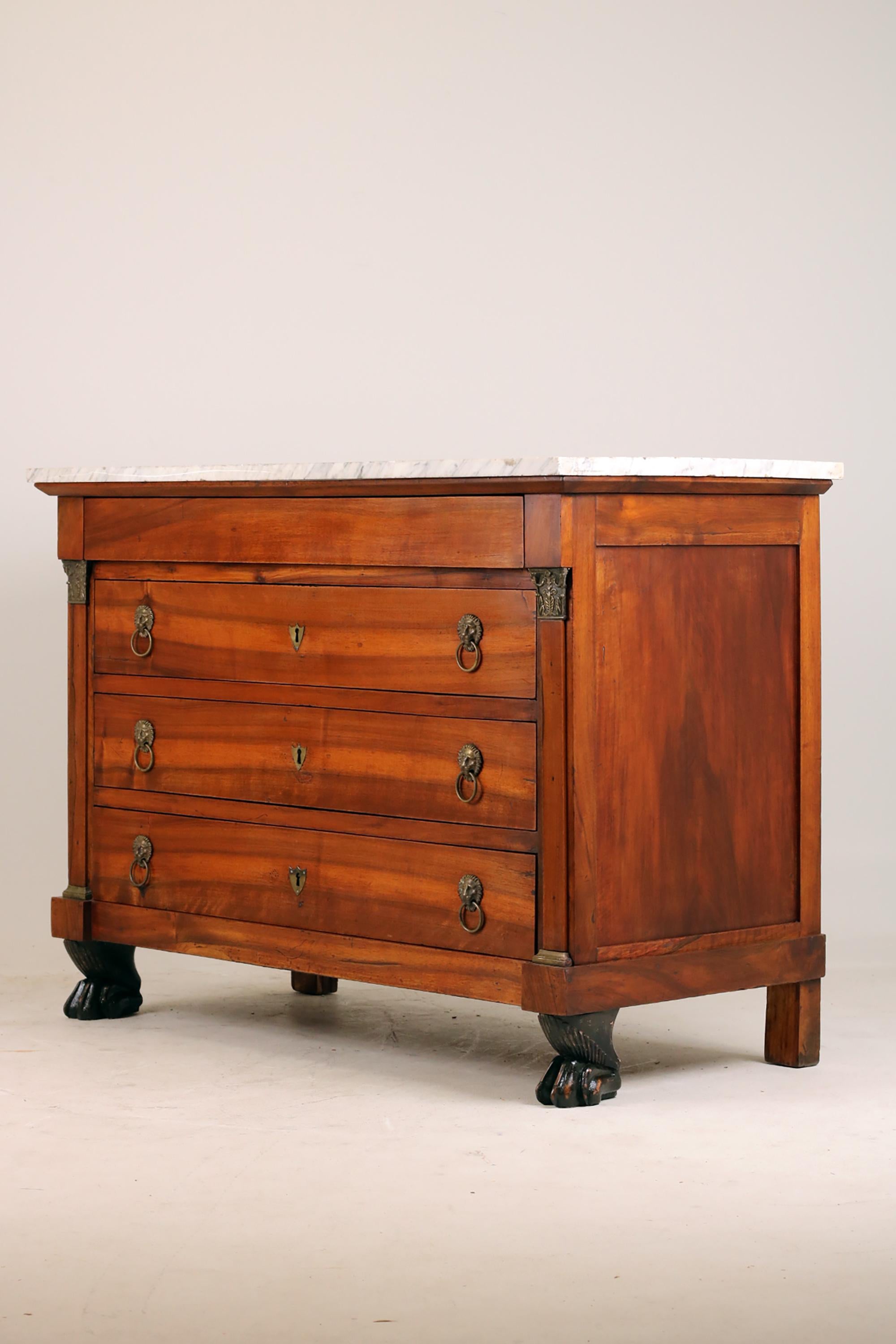 19th Century Empire French Chest of Drawers with marble on top For Sale 8