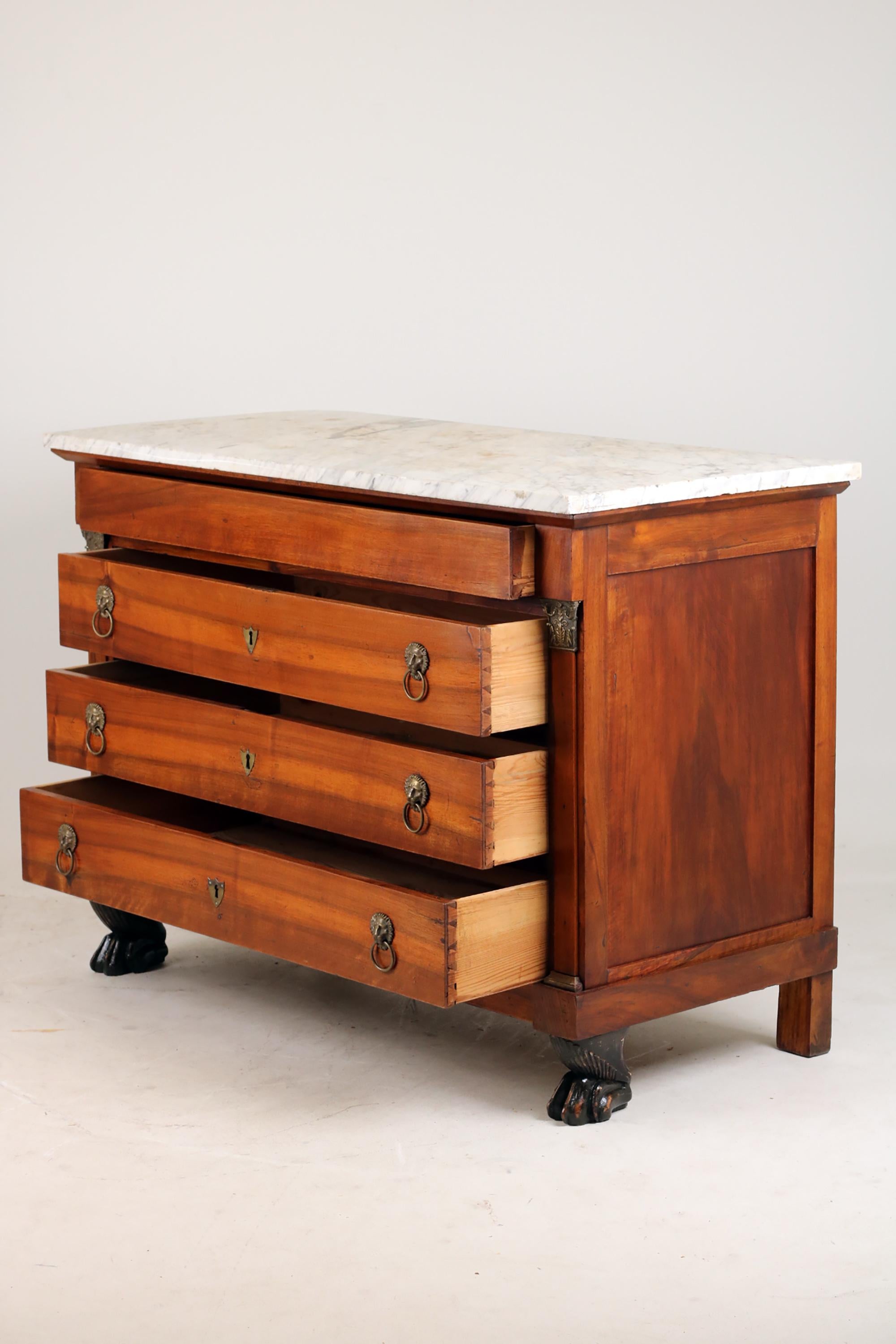 19th Century Empire French Chest of Drawers with marble on top For Sale 9
